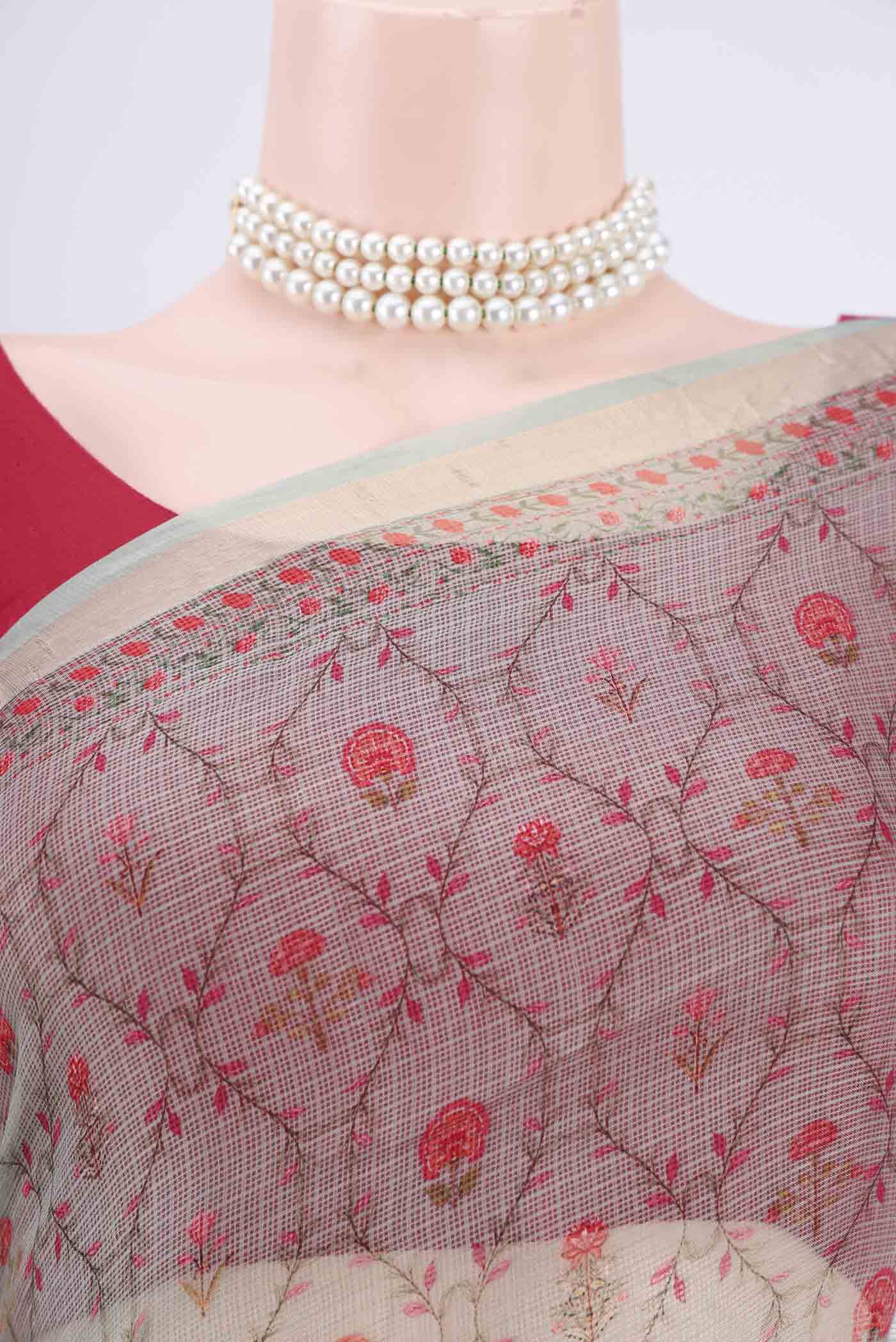 Grey Kota Silk Saree - Image 2