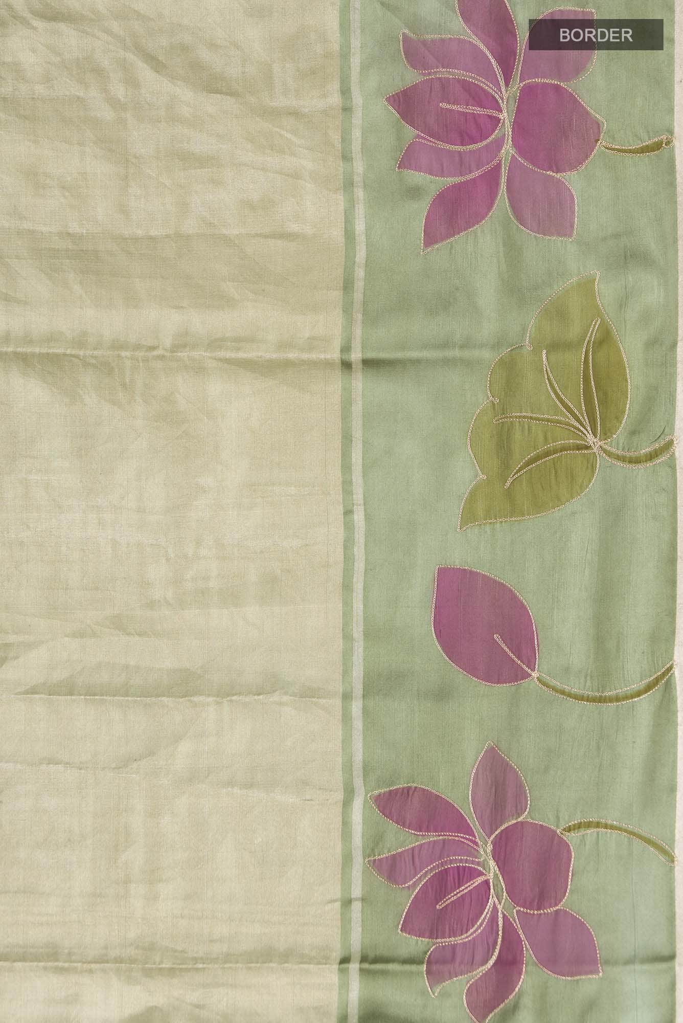 Sage Green Tissue Silk Saree - Image 4