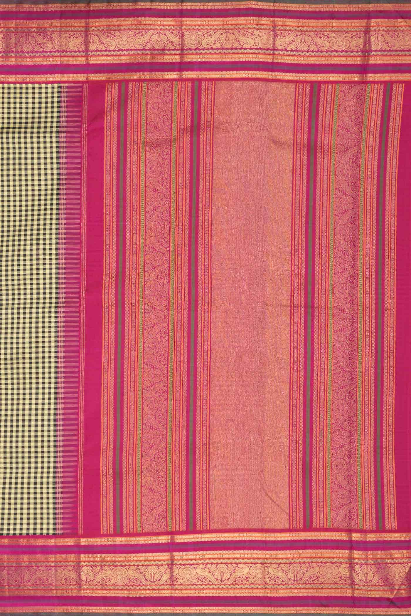 Pure Silk Pure Zari Sandal and Black Dual Tone Kanchipuram Saree - Image 5