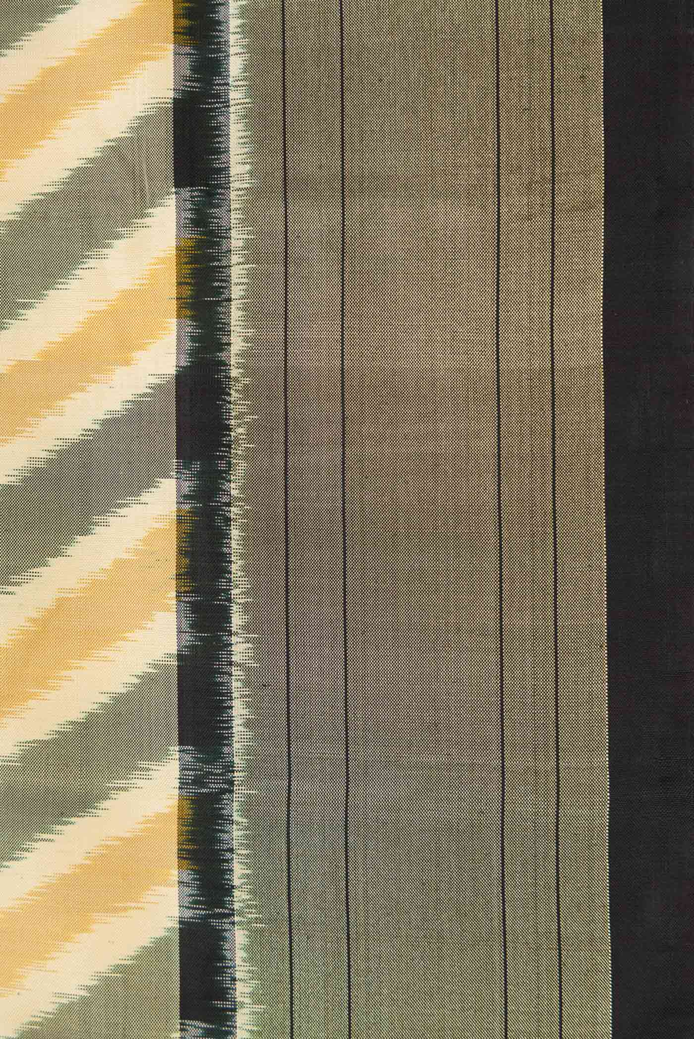Sandal and Grey Color Double Ikat Saree - Image 3