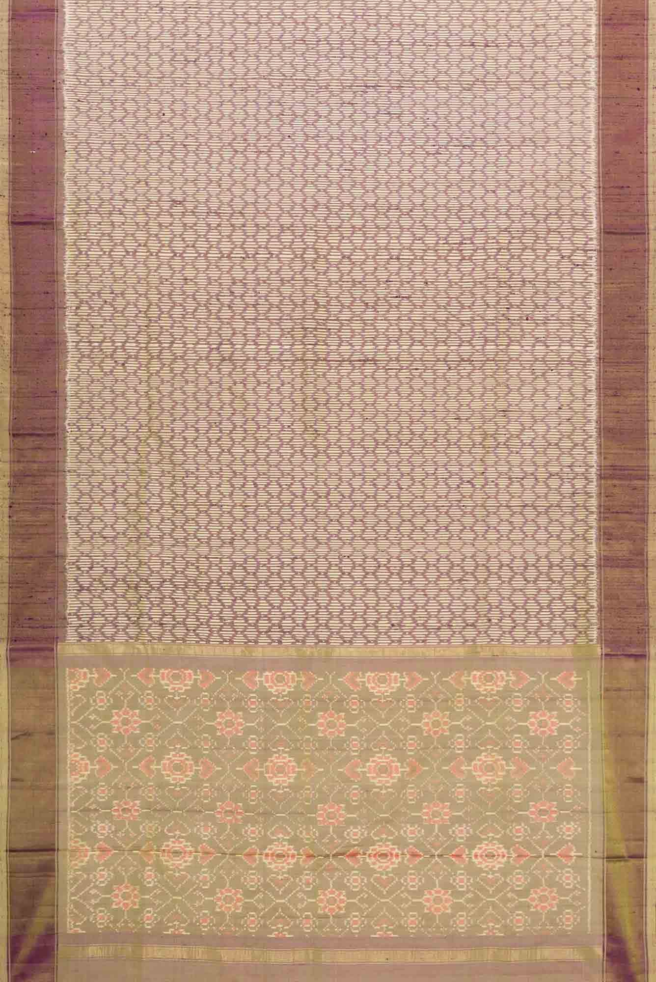 Sandal and Purple Dual Tone Raw Silk Saree - Image 4