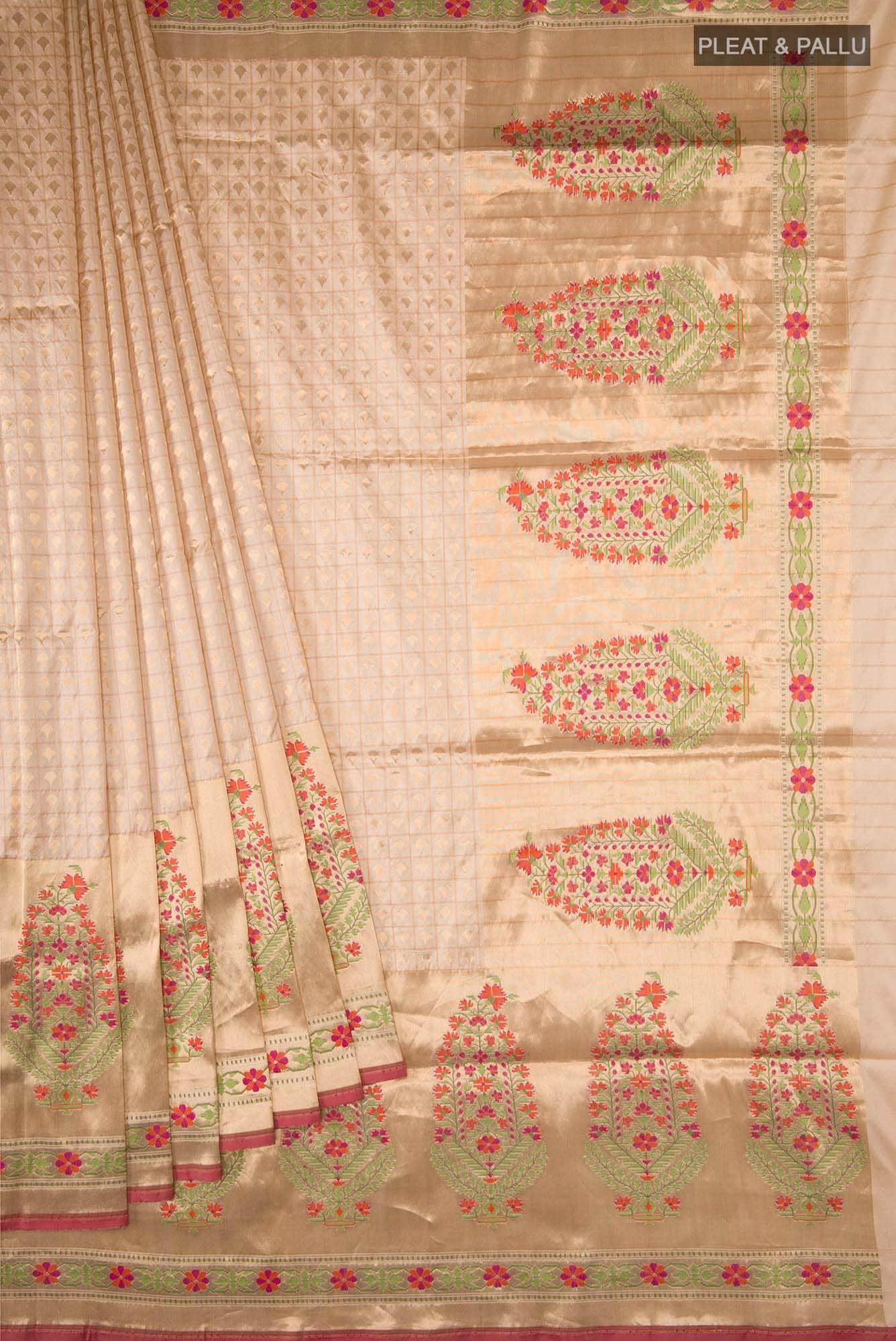 Sandal Banarasi Silk Saree - Image 2