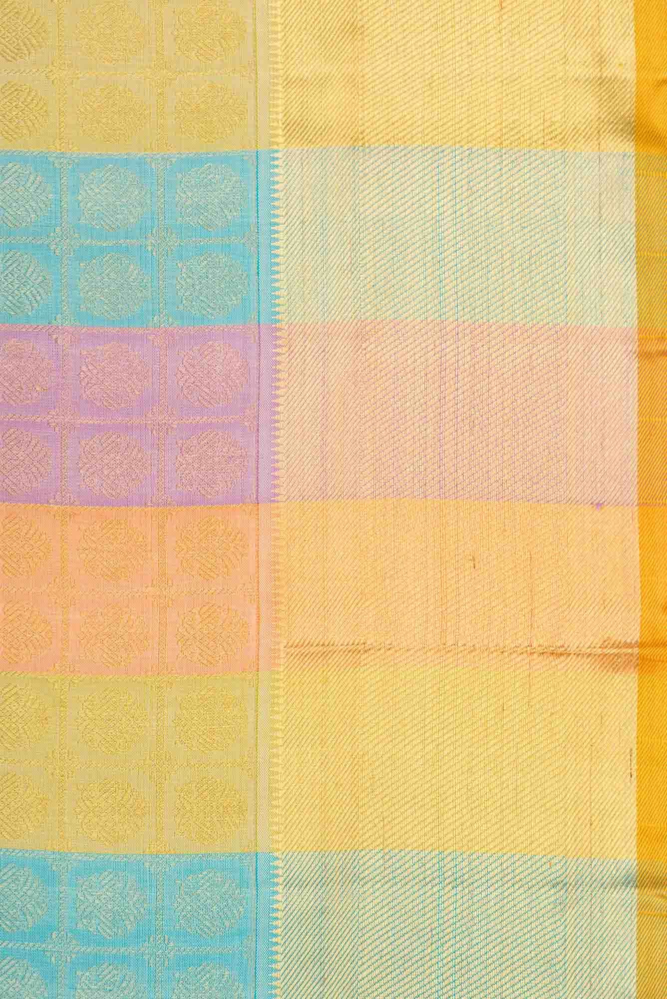Pure Silk Pure Zari Multi Color Kanjivaram Saree - Image 5