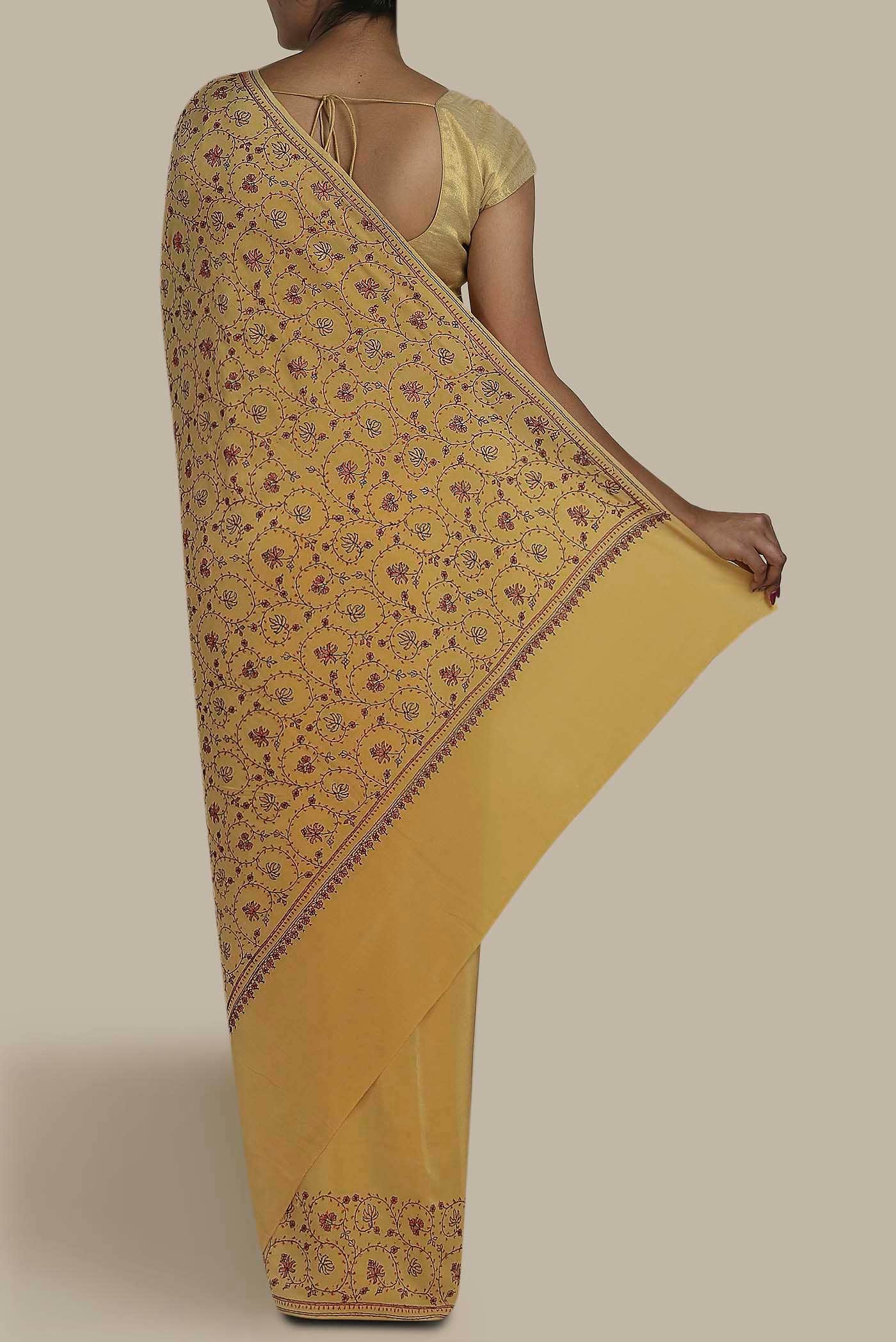 Sandal Crepe Saree - Image 2