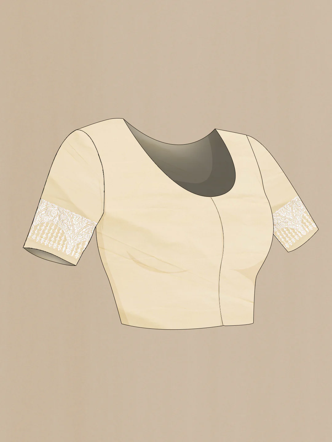Beige Banarasi Georgette Saree - Image 4