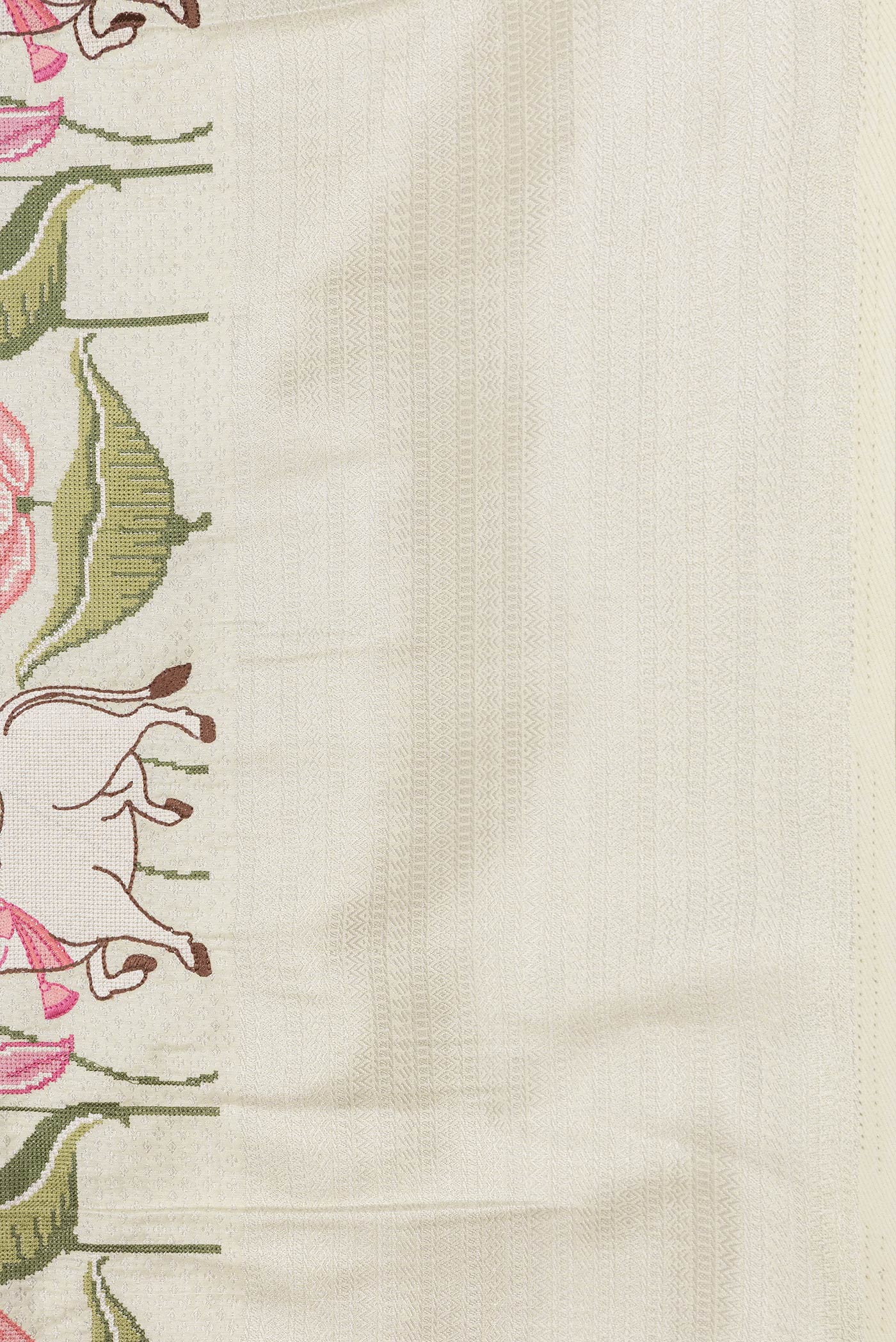 Cream Blended Banarasi Silk Saree - Image 3