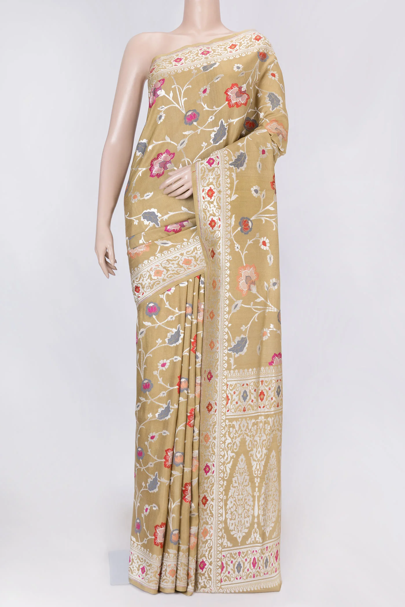 Sandal Dual Tone Banarasi Silk Saree