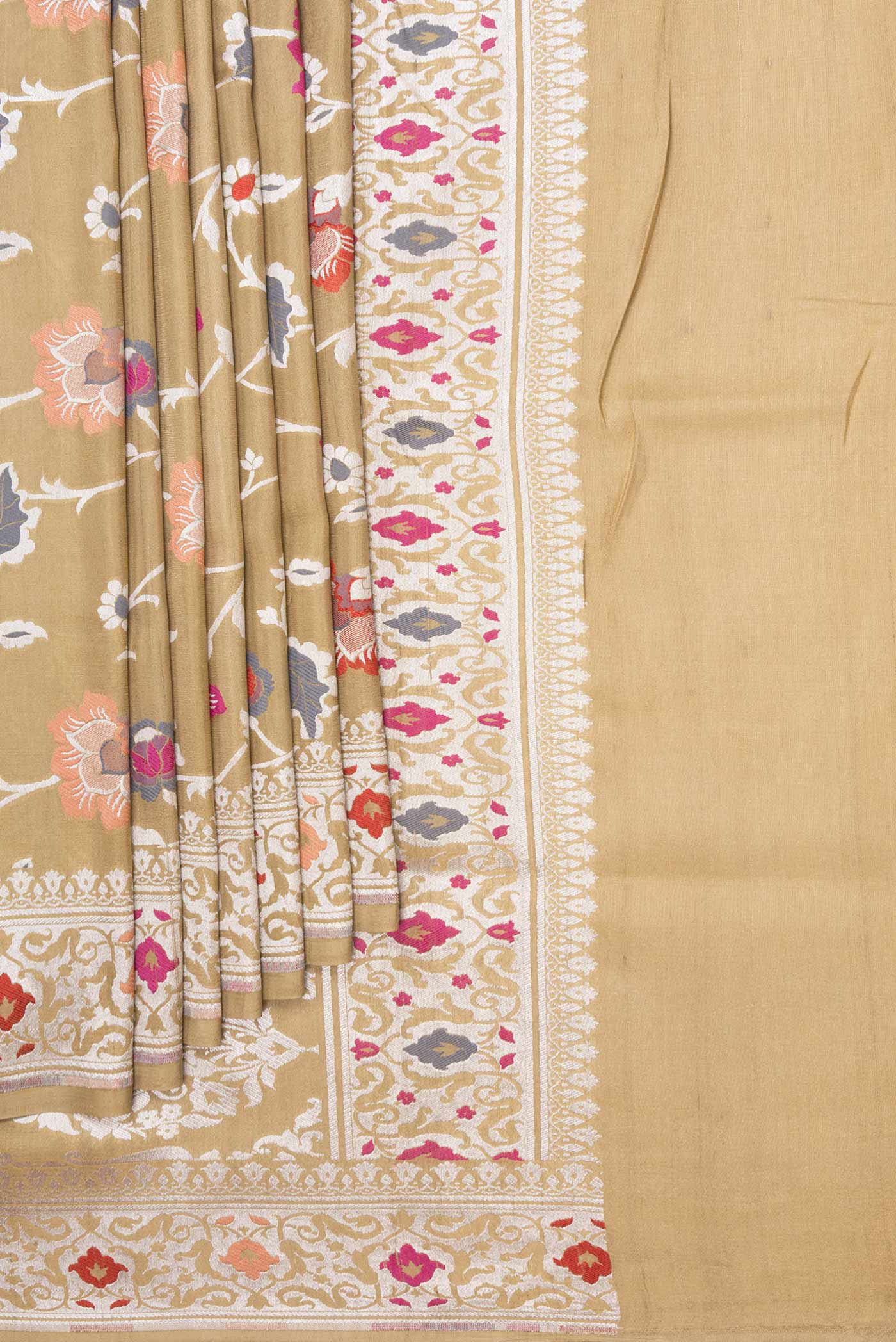 Sandal Dual Tone Banarasi Silk Saree - Image 4