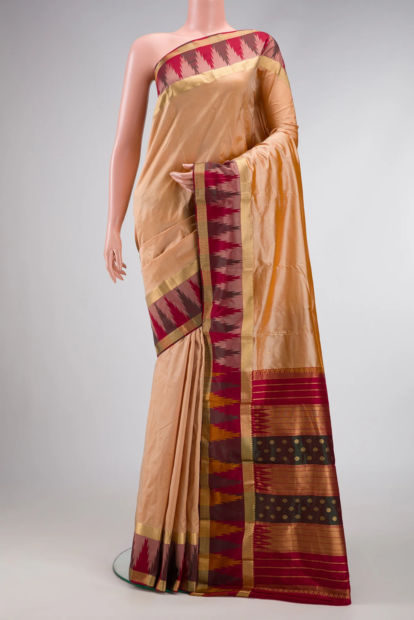 Sandal Dual Tone Bangalore Silk Saree
