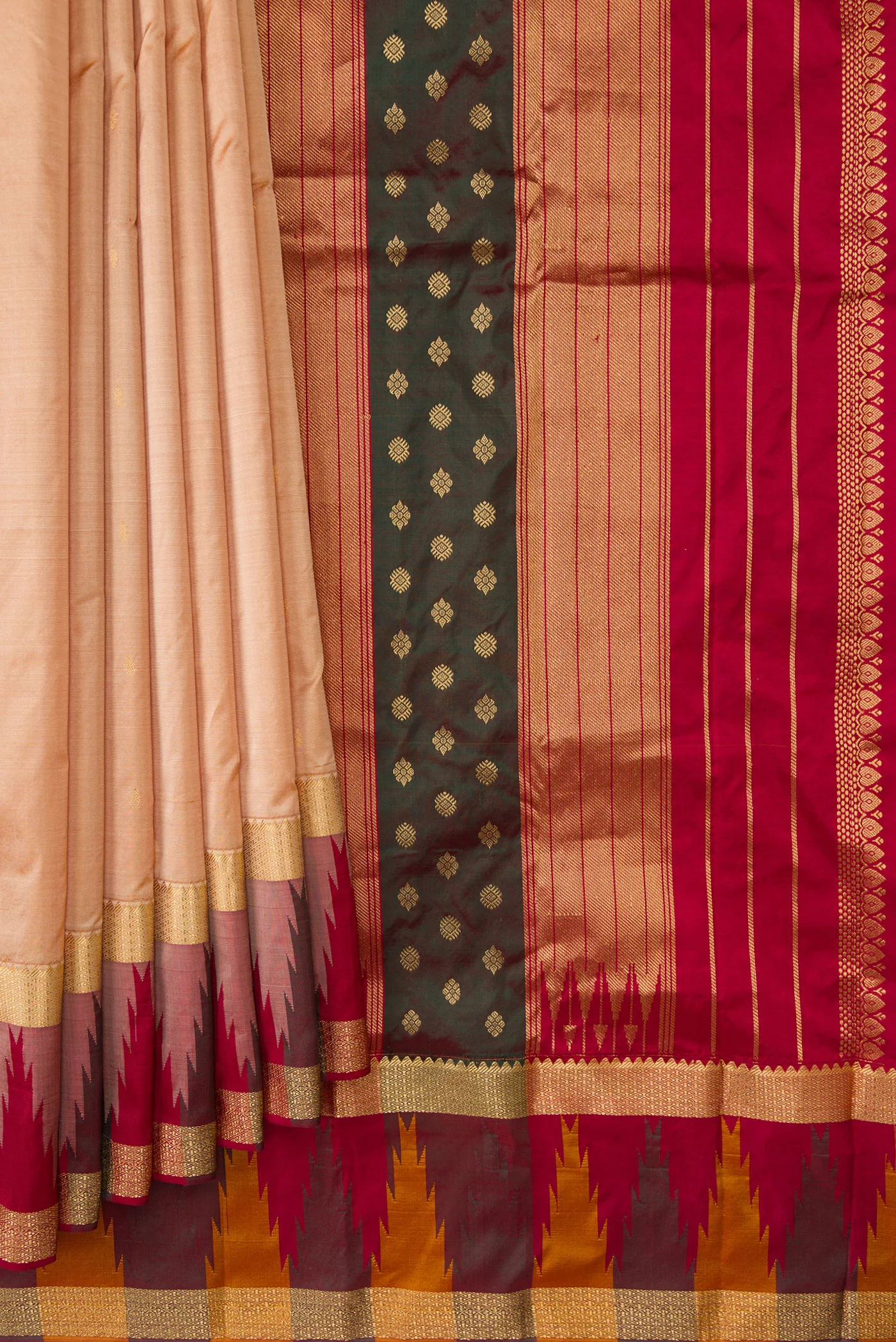 Sandal Dual Tone Bangalore Silk Saree - Image 4