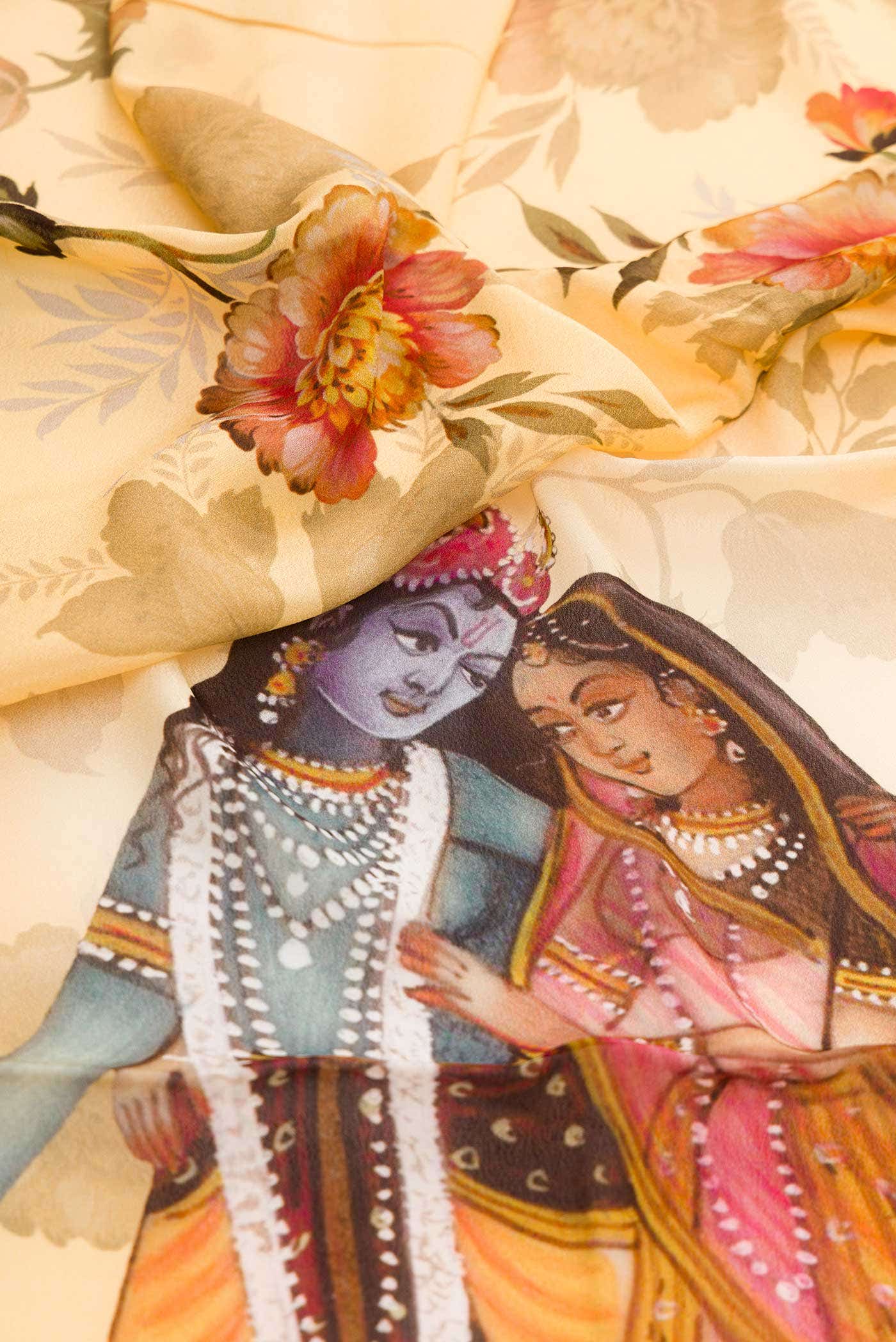 Sandal Dual Tone Blended Mysore Crepe Saree - Image 2