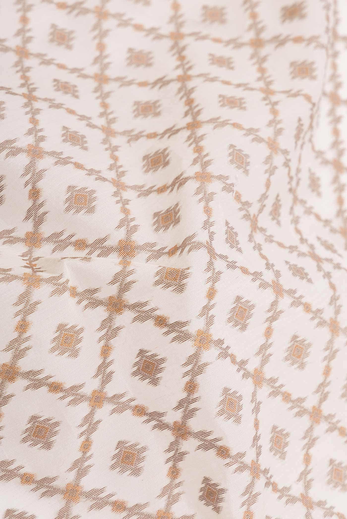 Cream Banarasi Silk Cotton Saree - Image 2