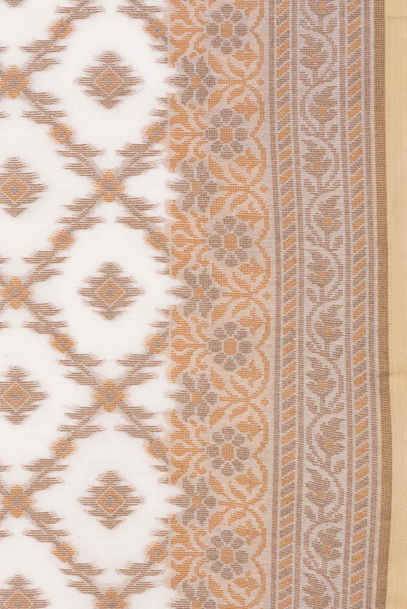 Cream Banarasi Silk Cotton Saree - Image 3