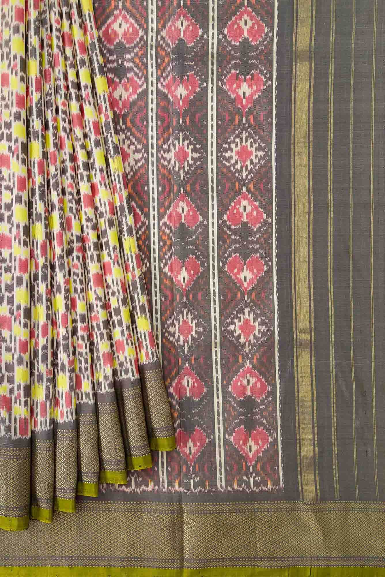 Sandal Dual Tone Double Ikat Saree - Image 2