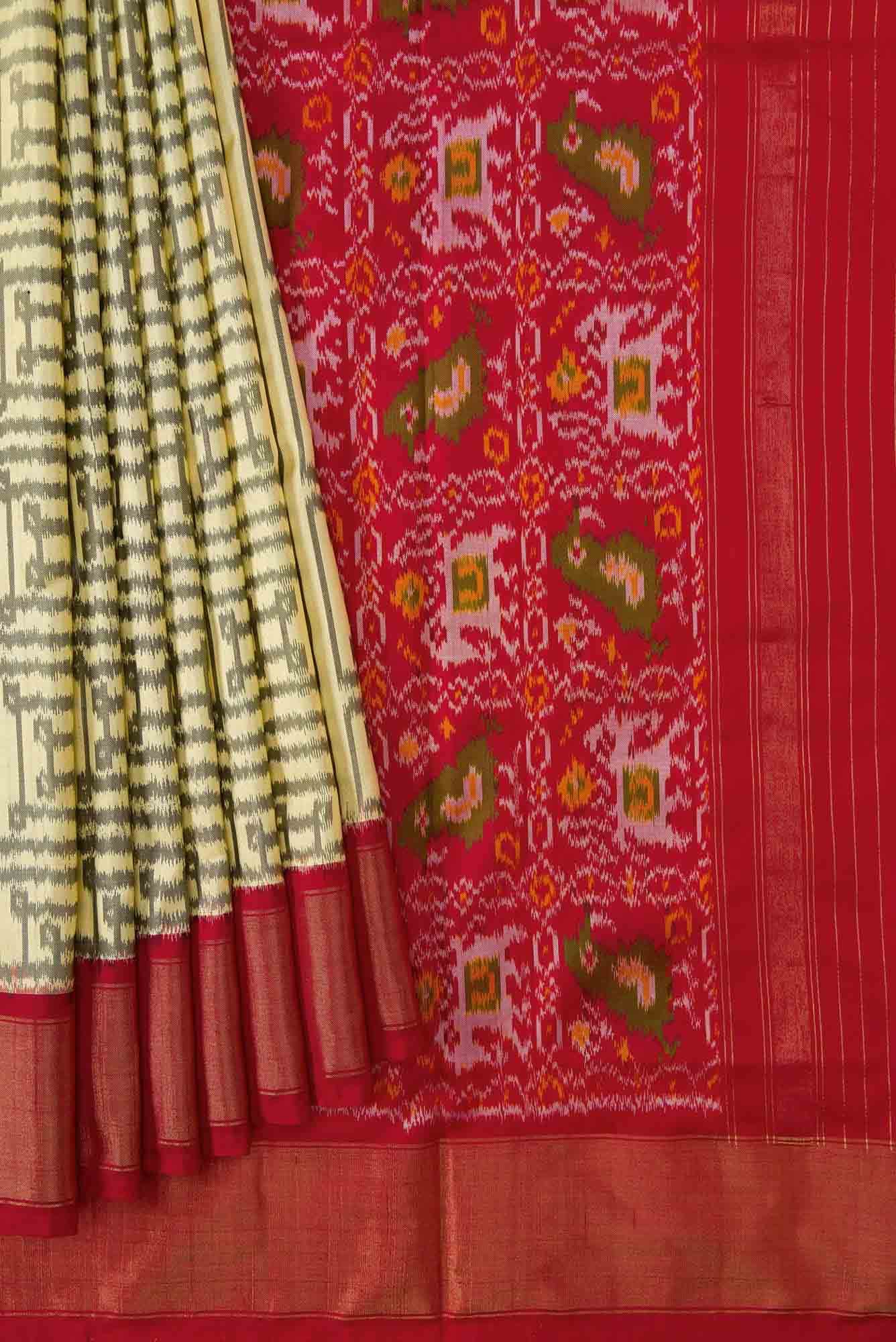 Sandal Dual Tone Double Ikat Saree - Image 2