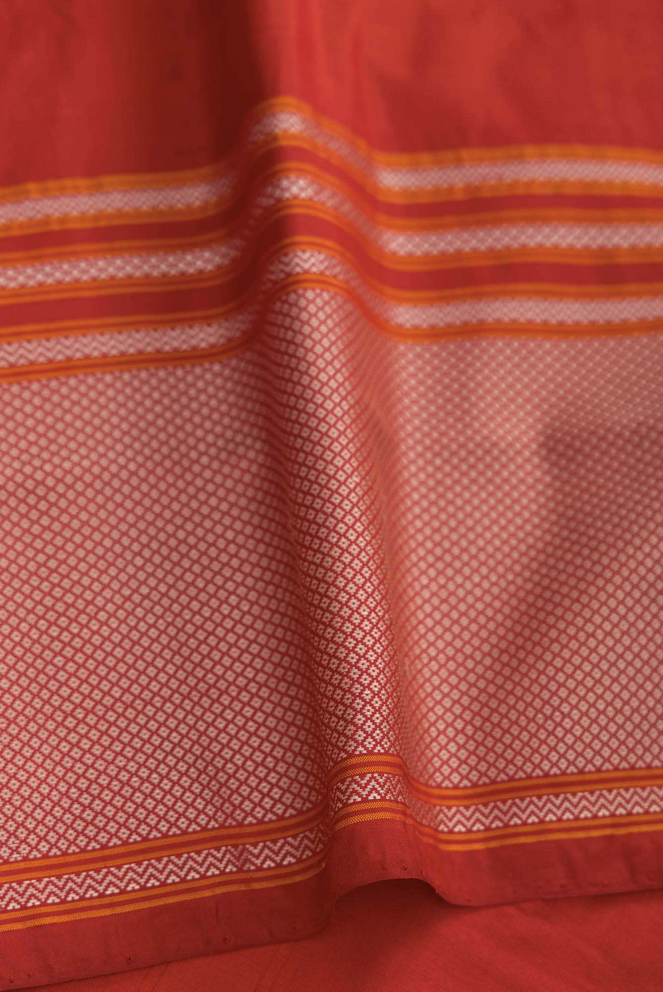 Cream Double Ikat Saree - Image 6