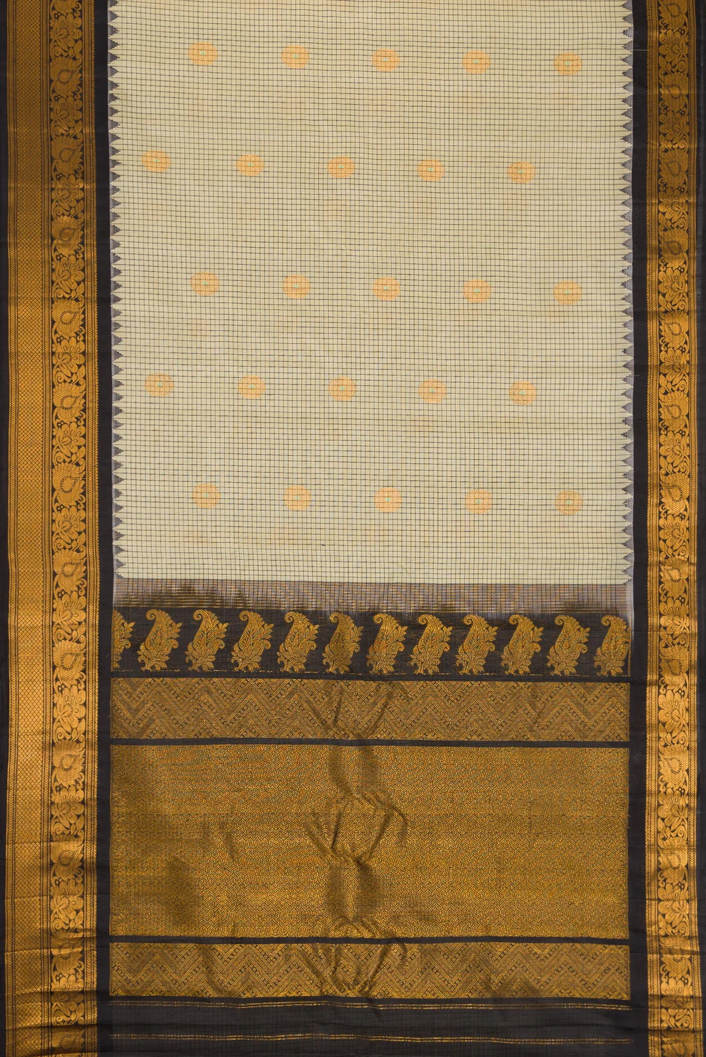 Cream Gadwal Silk Saree - Image 6