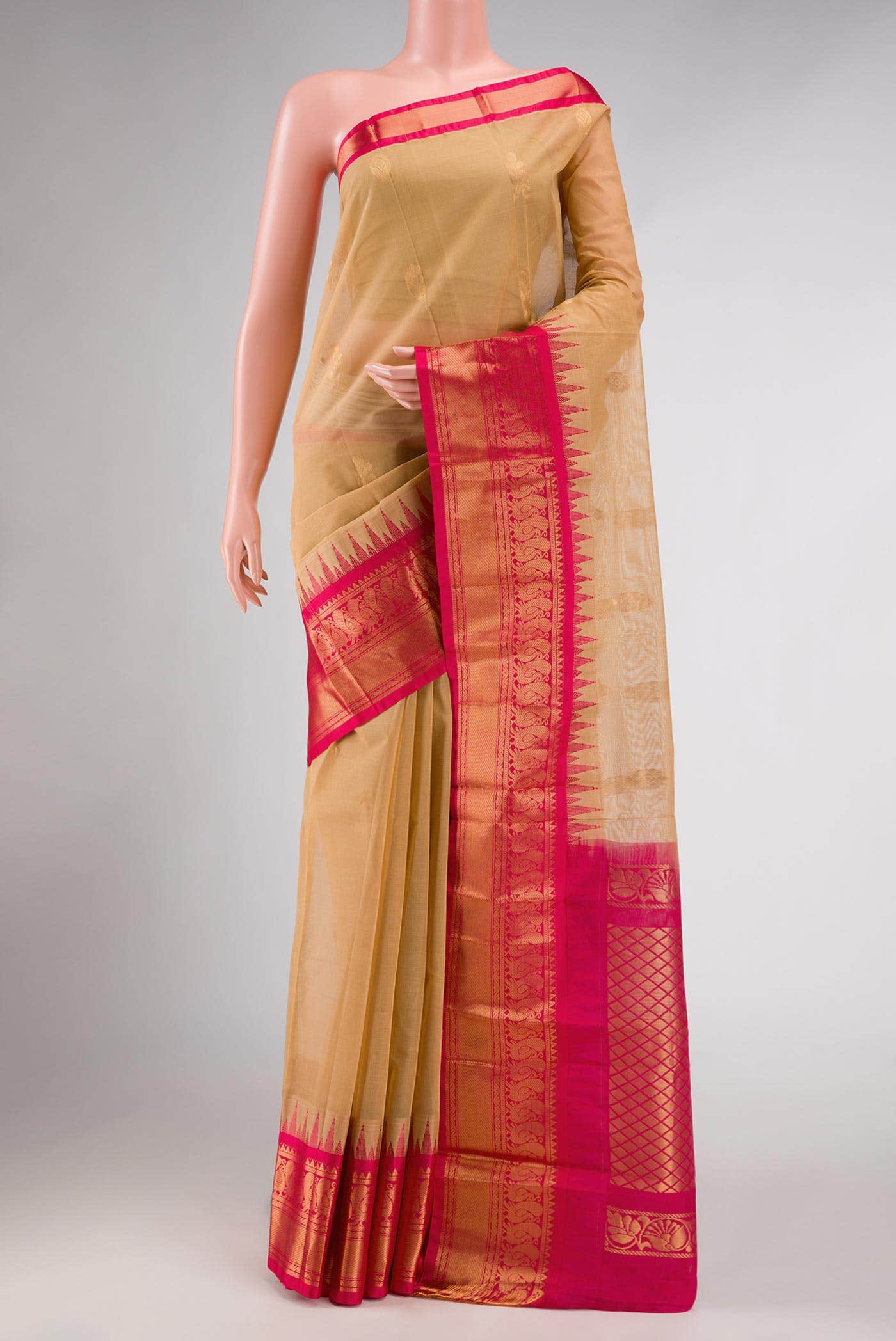 Sandal Dual Tone Gadwal Silk Saree