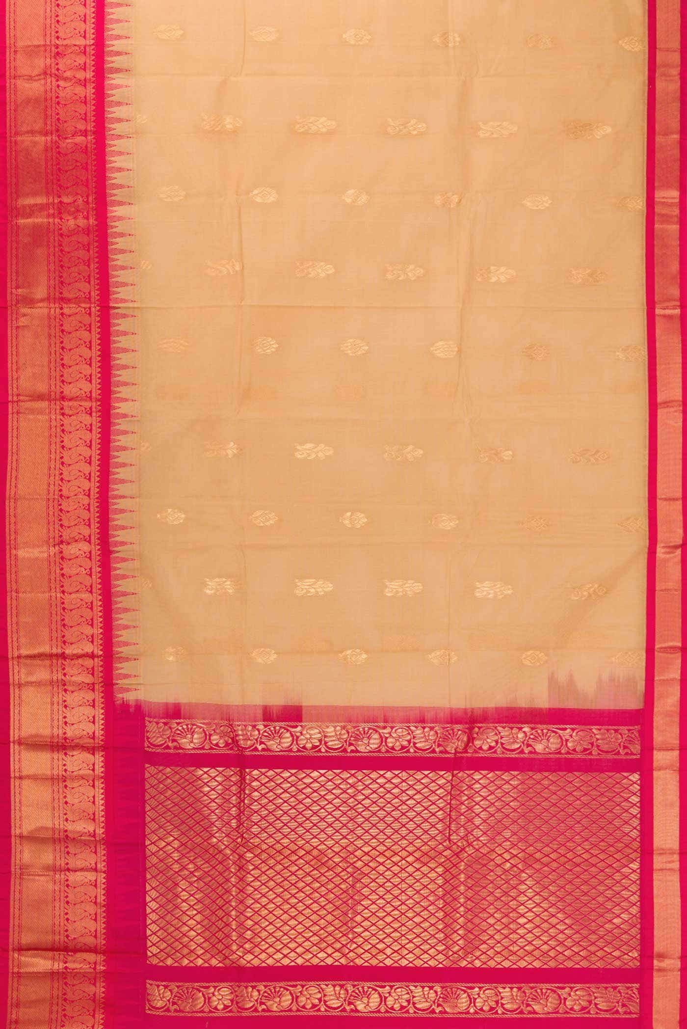 Sandal Dual Tone Gadwal Silk Saree - Image 2
