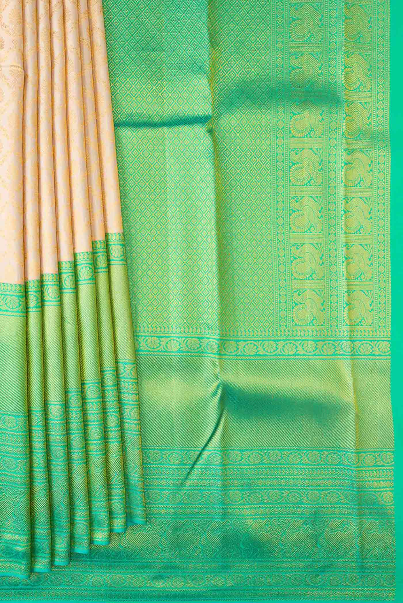 Sandal Dual Tone Kanjivaram Saree - Image 4