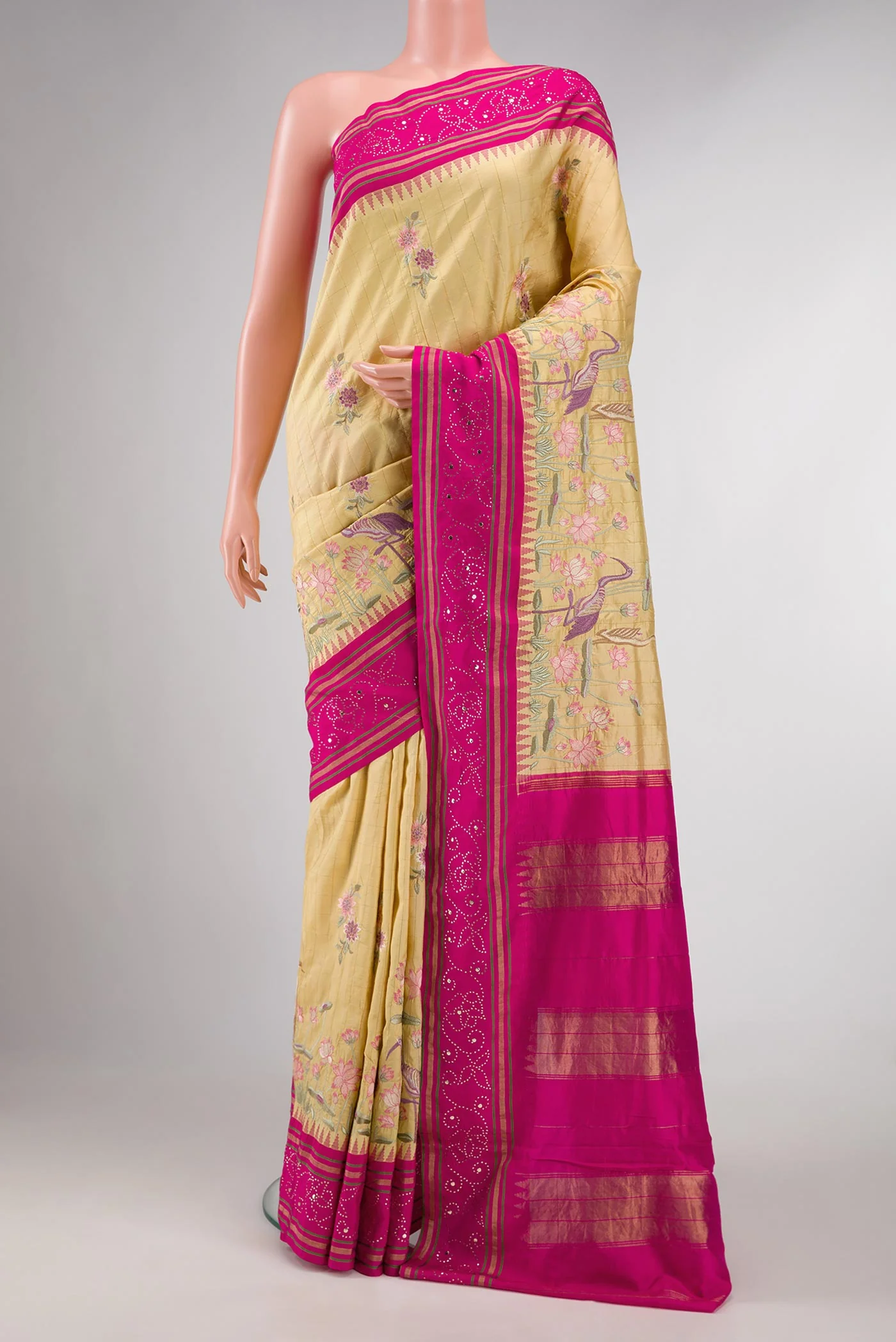 Sandal Dual Tone Kanchipuram Silk Saree