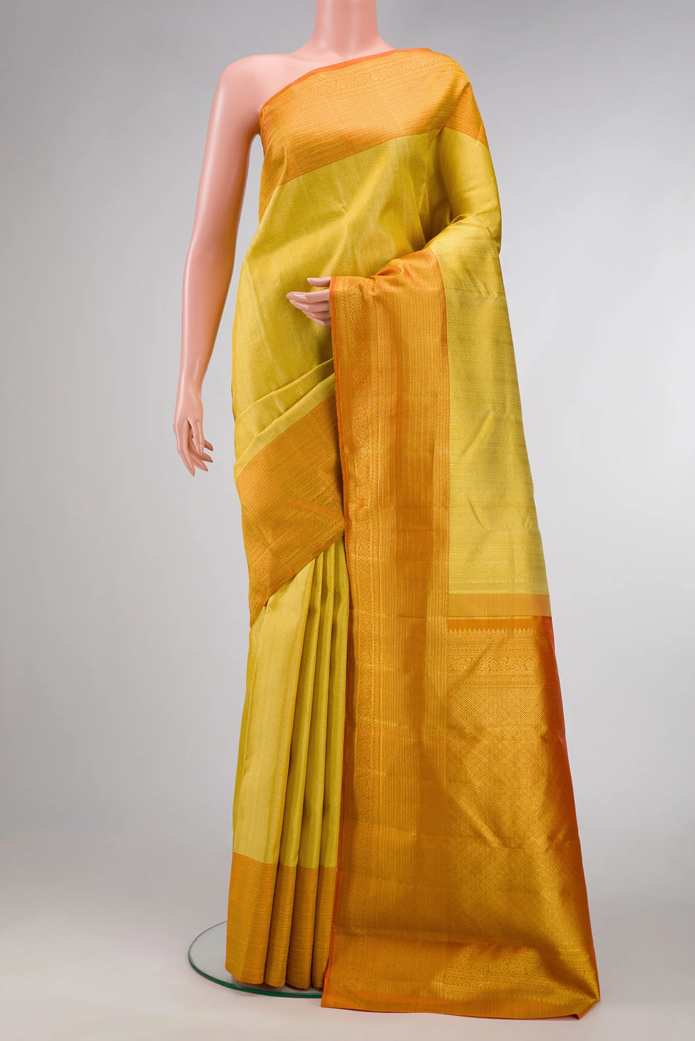 Yellow Kanchipuram Silk Saree