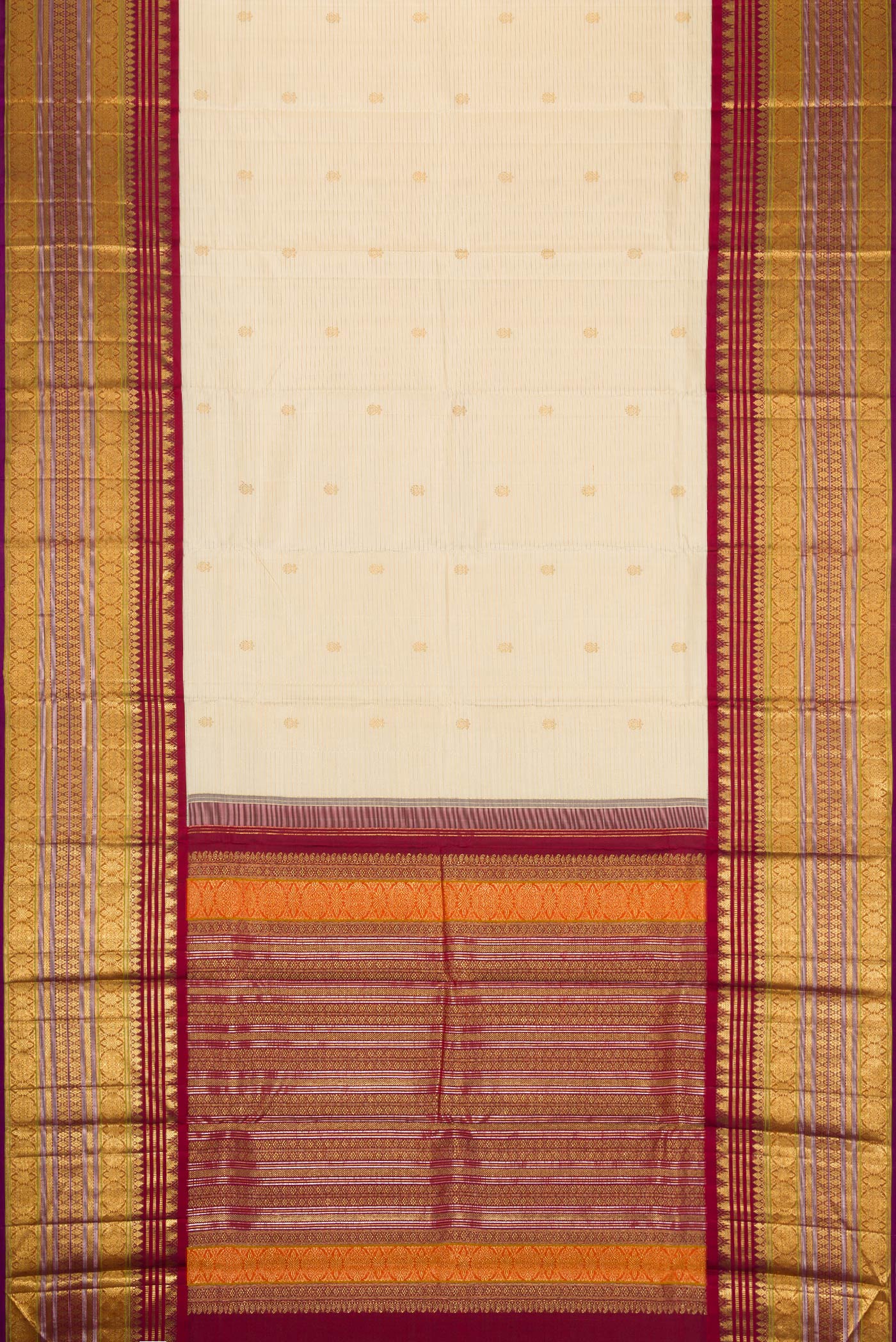 Cream Kanchipuram Silk Saree - Image 6