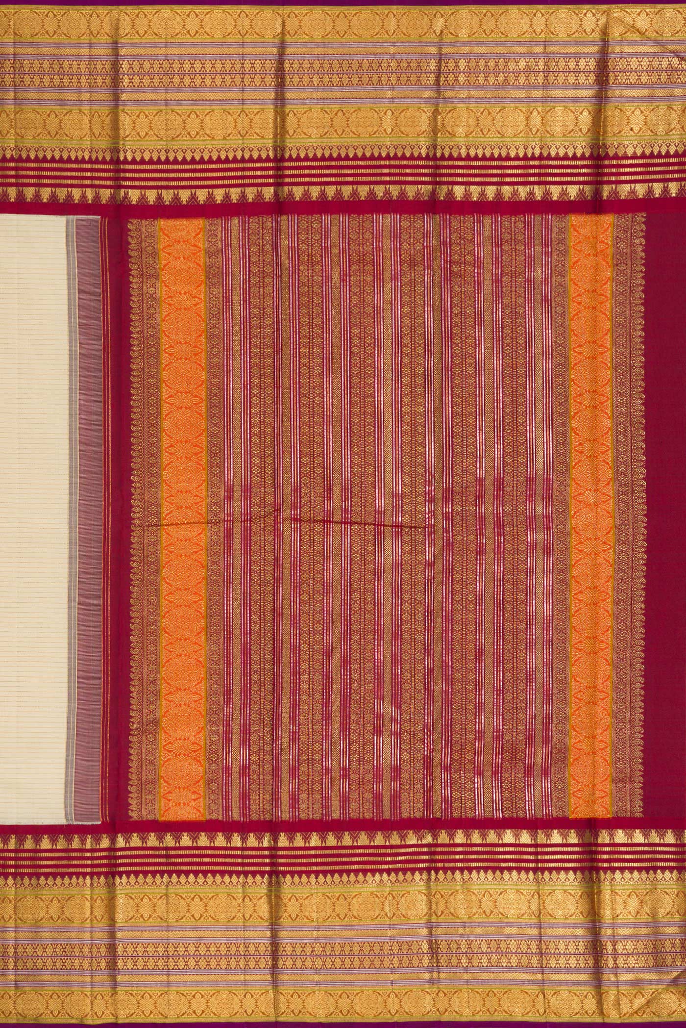 Cream Kanchipuram Silk Saree - Image 7