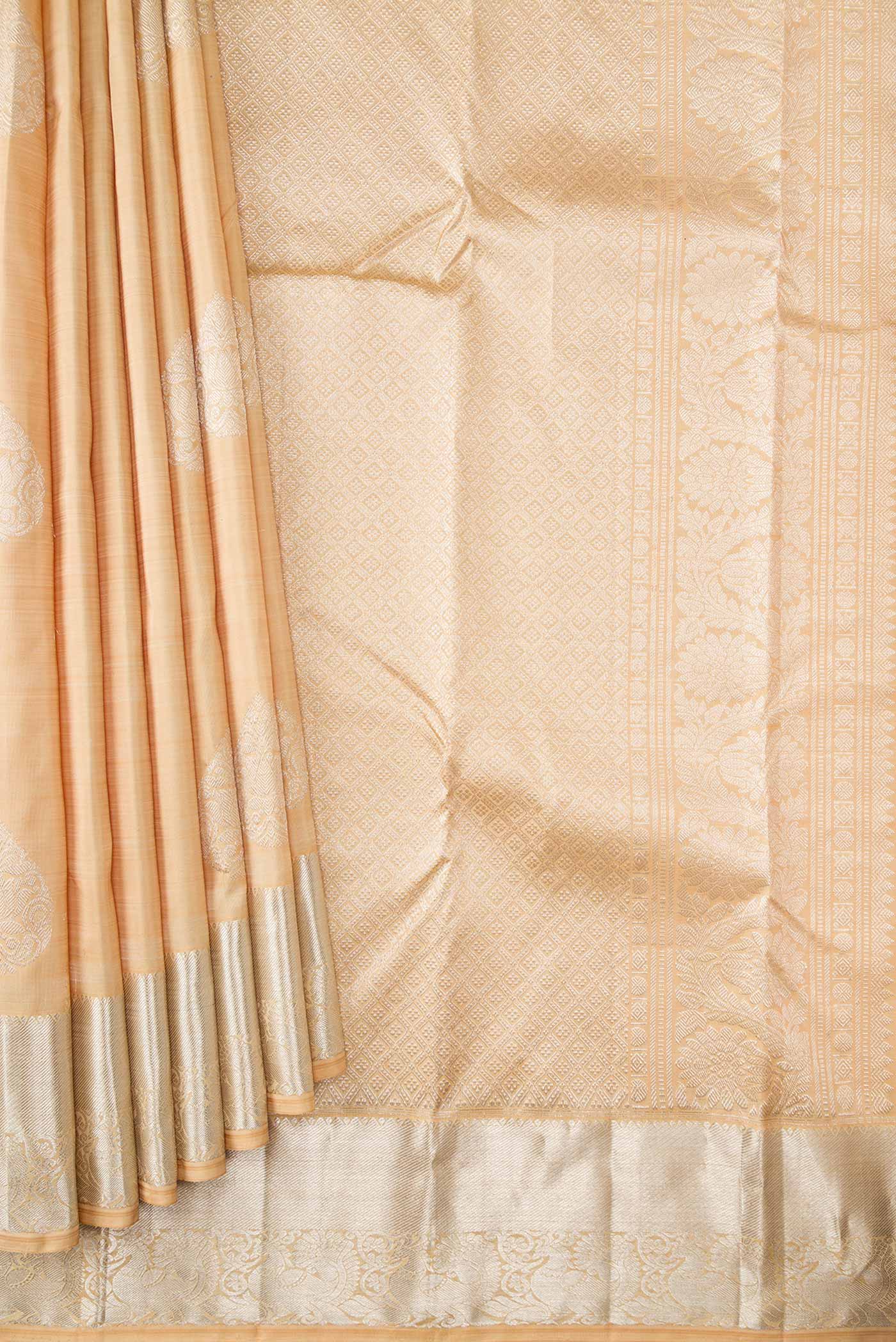 Sandal Dual Tone Kanjivaram Silk Saree - Image 4