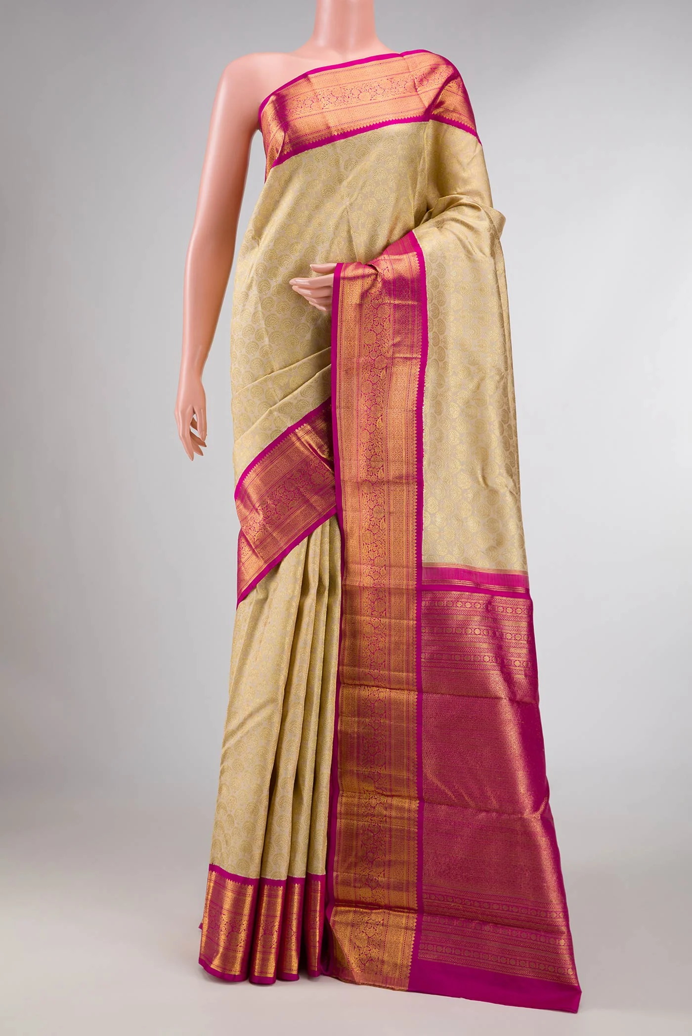 Sandal Dual Tone Kanchipuram Silk Saree