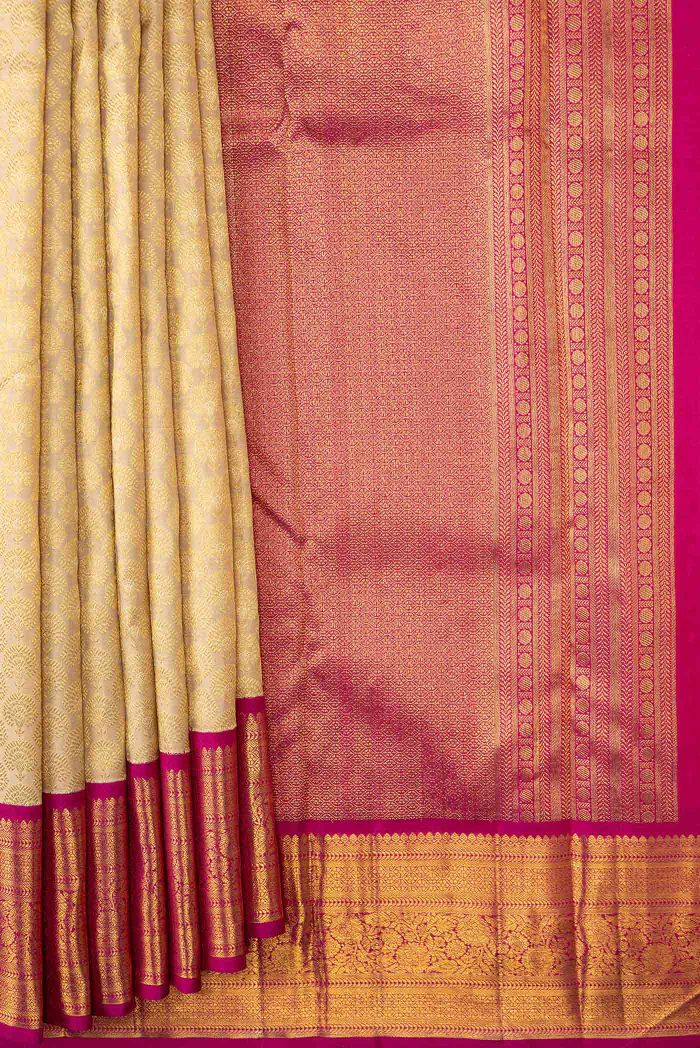 Sandal Dual Tone Kanchipuram Silk Saree - Image 4