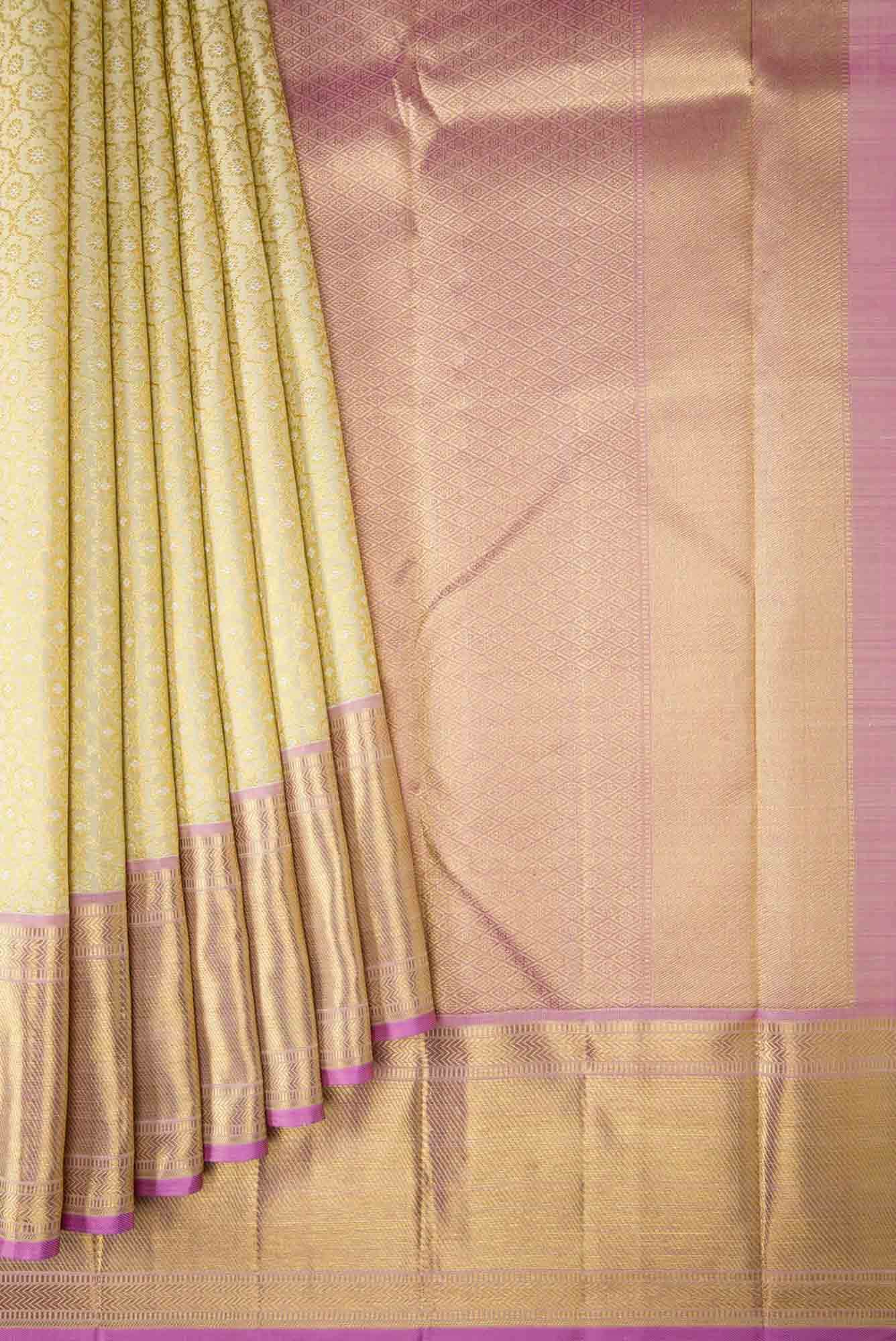 Pure Silk Pure Zari Sandal Dual Tone Kanjivaram Saree - Image 2