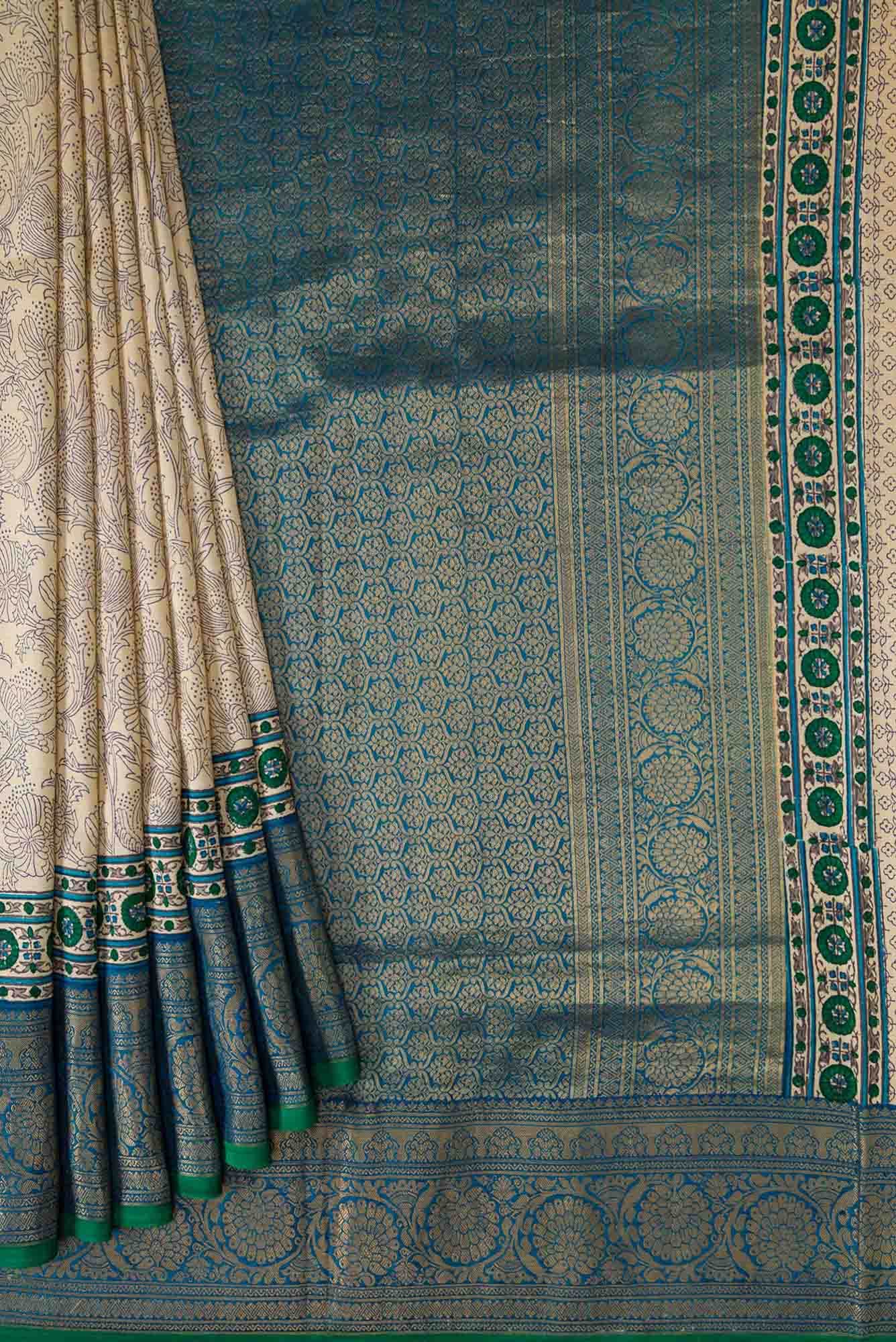 Sandal Dual Tone Kanchipuram Silk Saree - Image 2