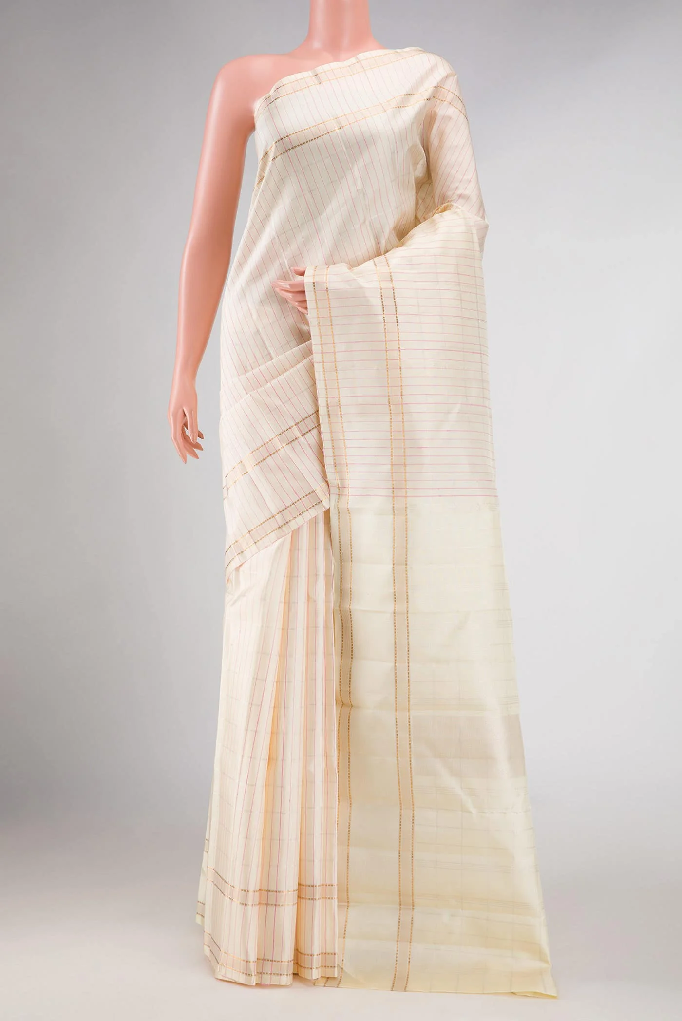 Pure Silk Pure Zari Sandal Dual Tone Kanchipuram Saree