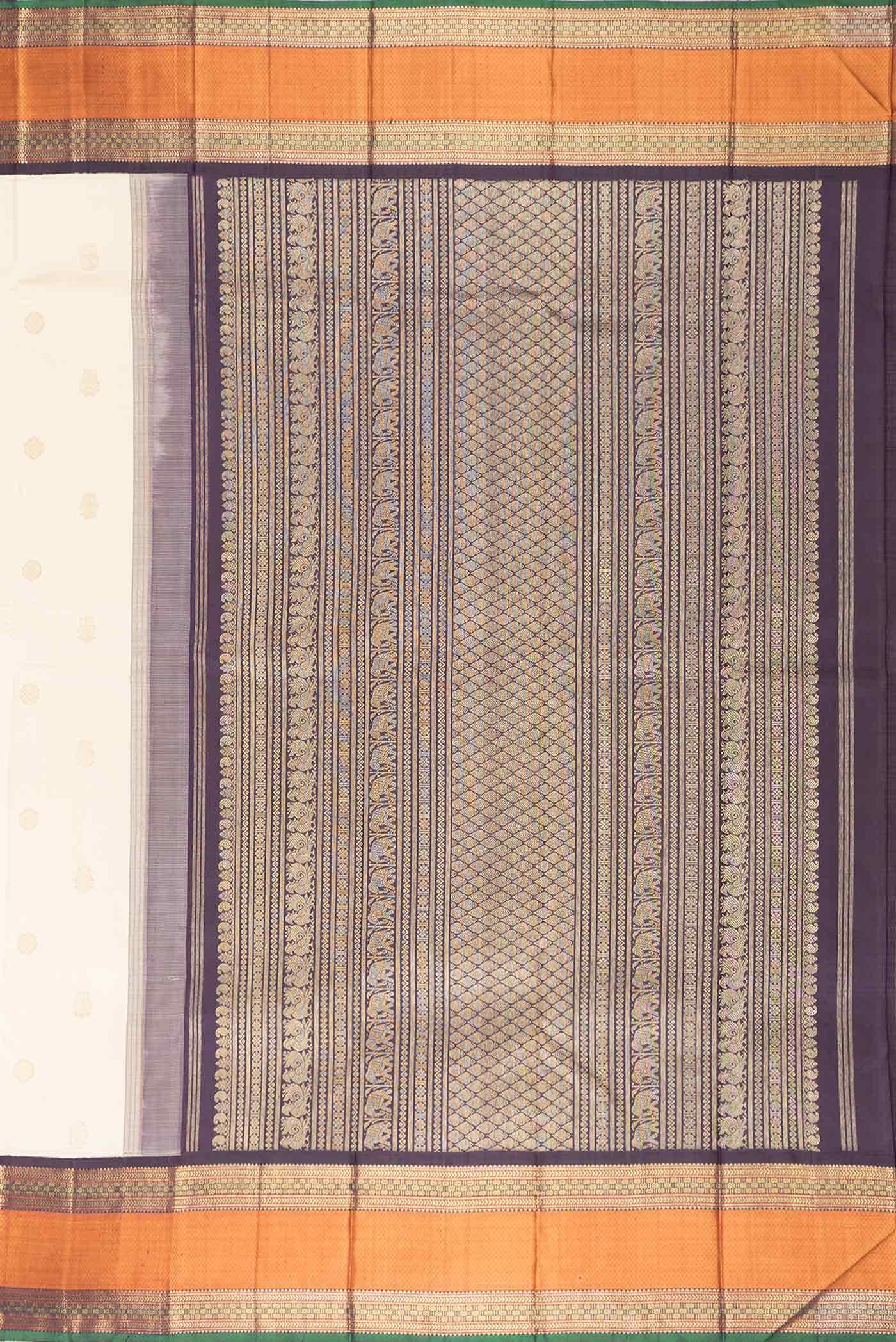 Pure Silk Pure Zari Cream Kanchipuram Saree - Image 5