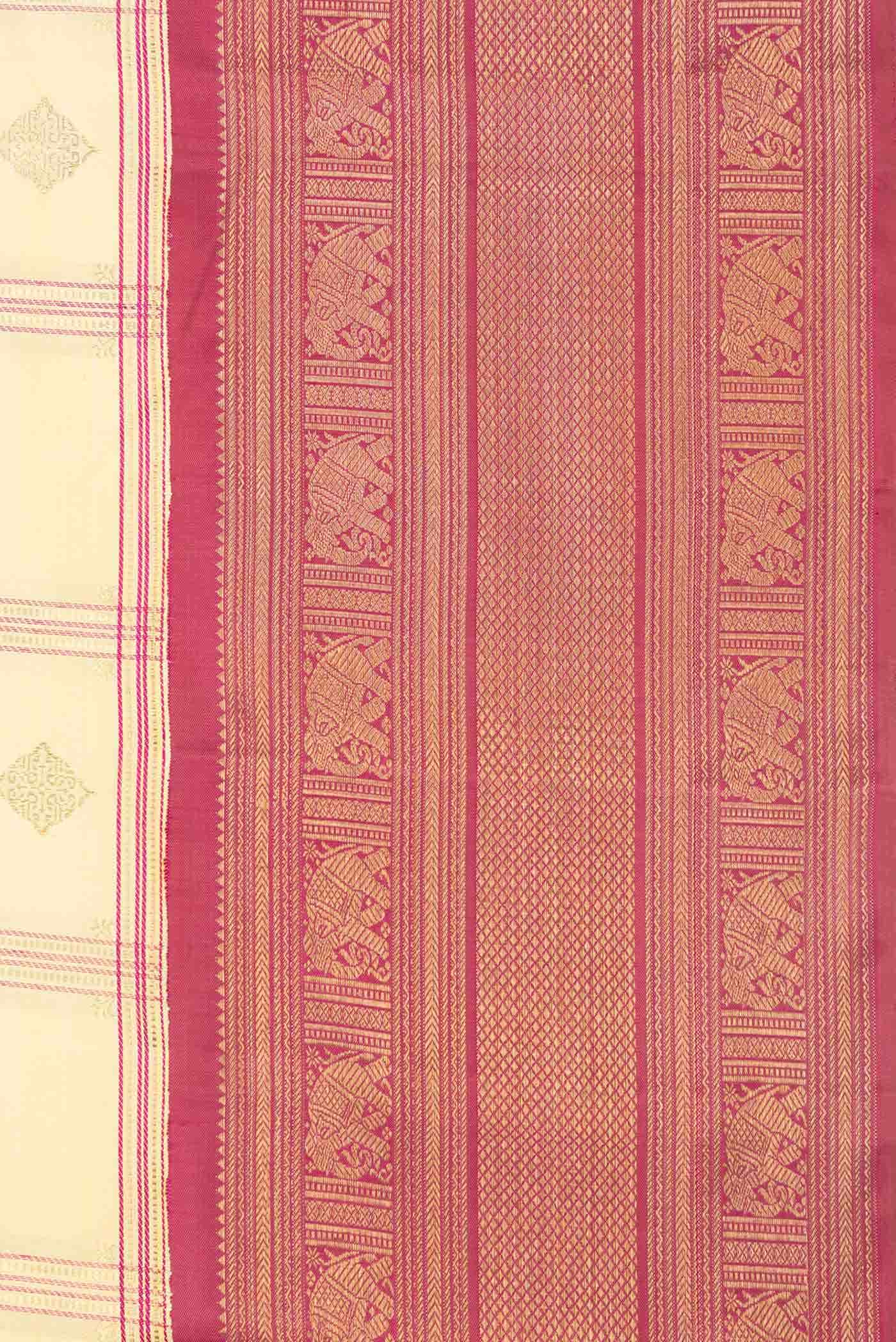 Pure Silk Pure Zari Sandal Dual Tone Kanchipuram Saree - Image 6