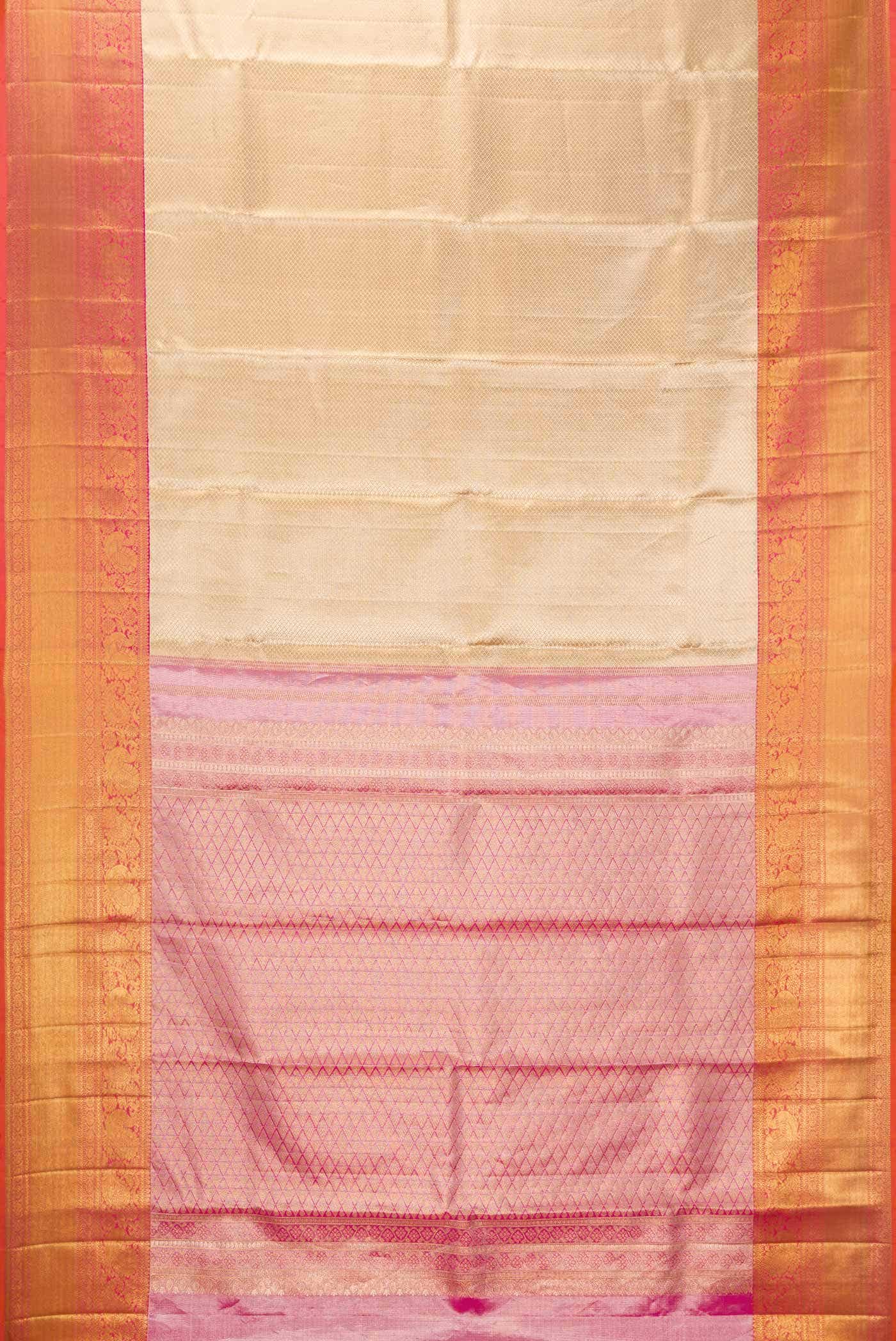 Sandal Dual Tone Kanjivaram Tissue Silk Saree - Image 4