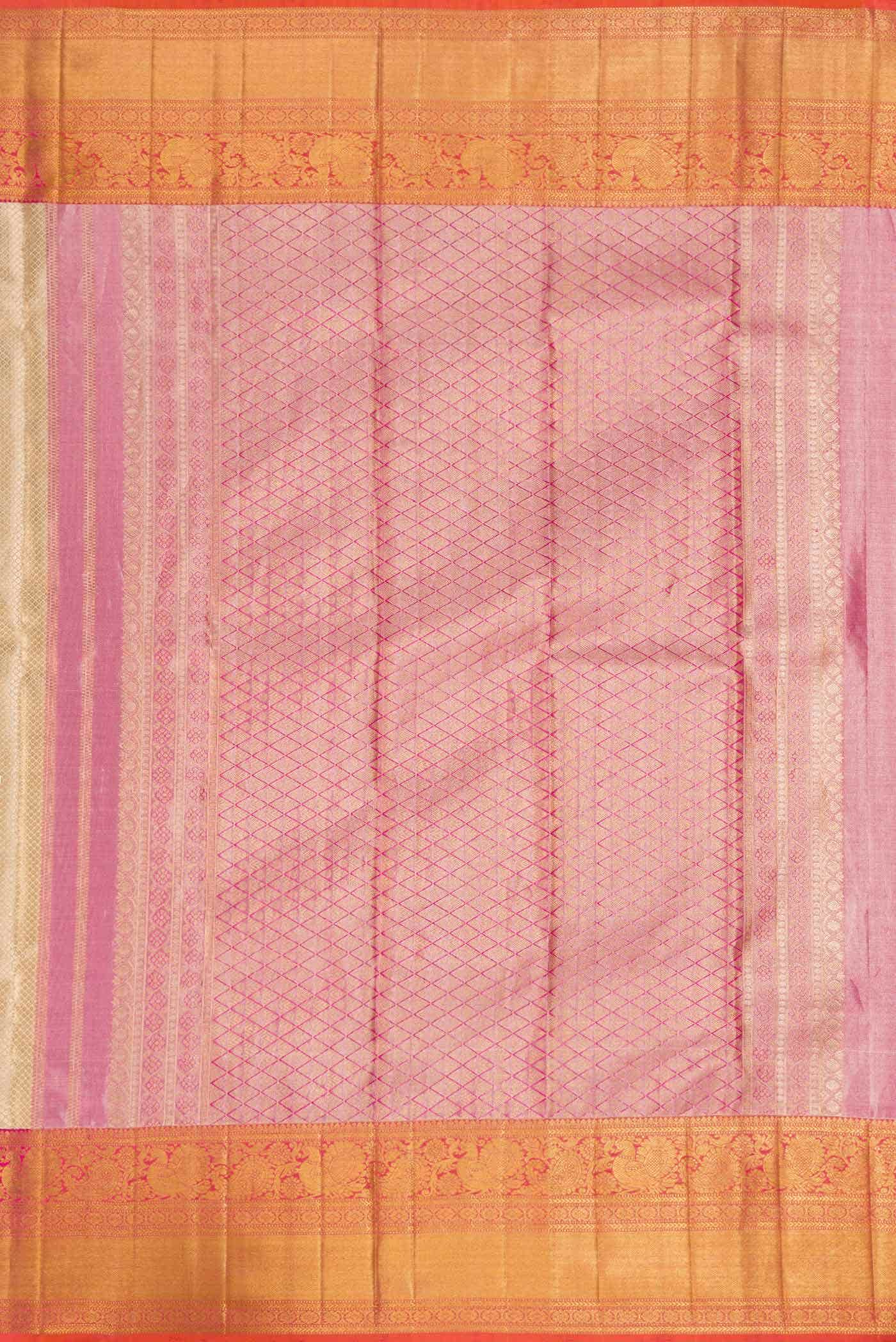 Sandal Dual Tone Kanjivaram Tissue Silk Saree - Image 5