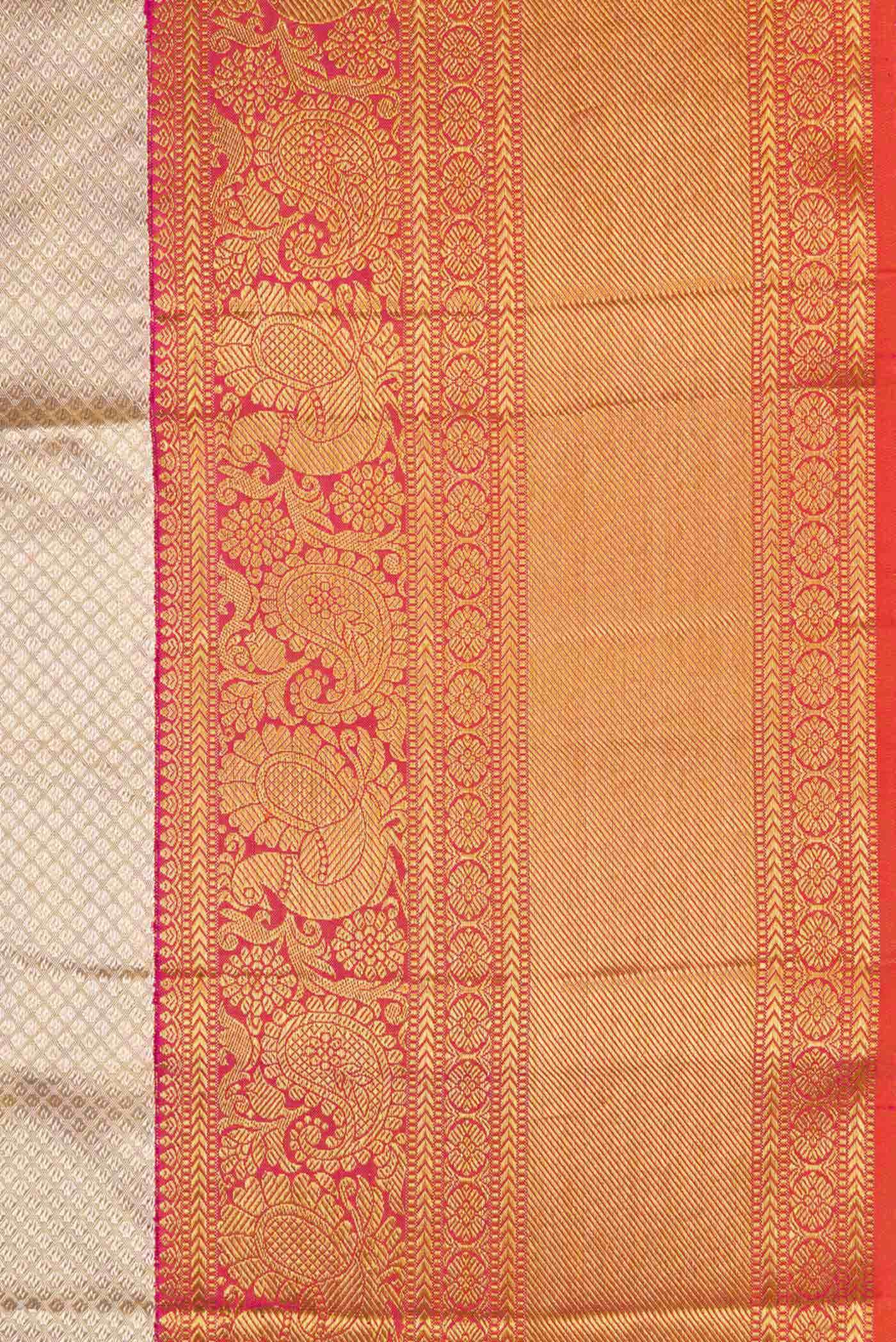 Sandal Dual Tone Kanjivaram Tissue Silk Saree - Image 6