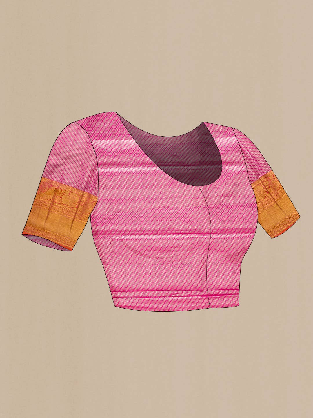 Sandal Dual Tone Kanjivaram Tissue Silk Saree - Image 7