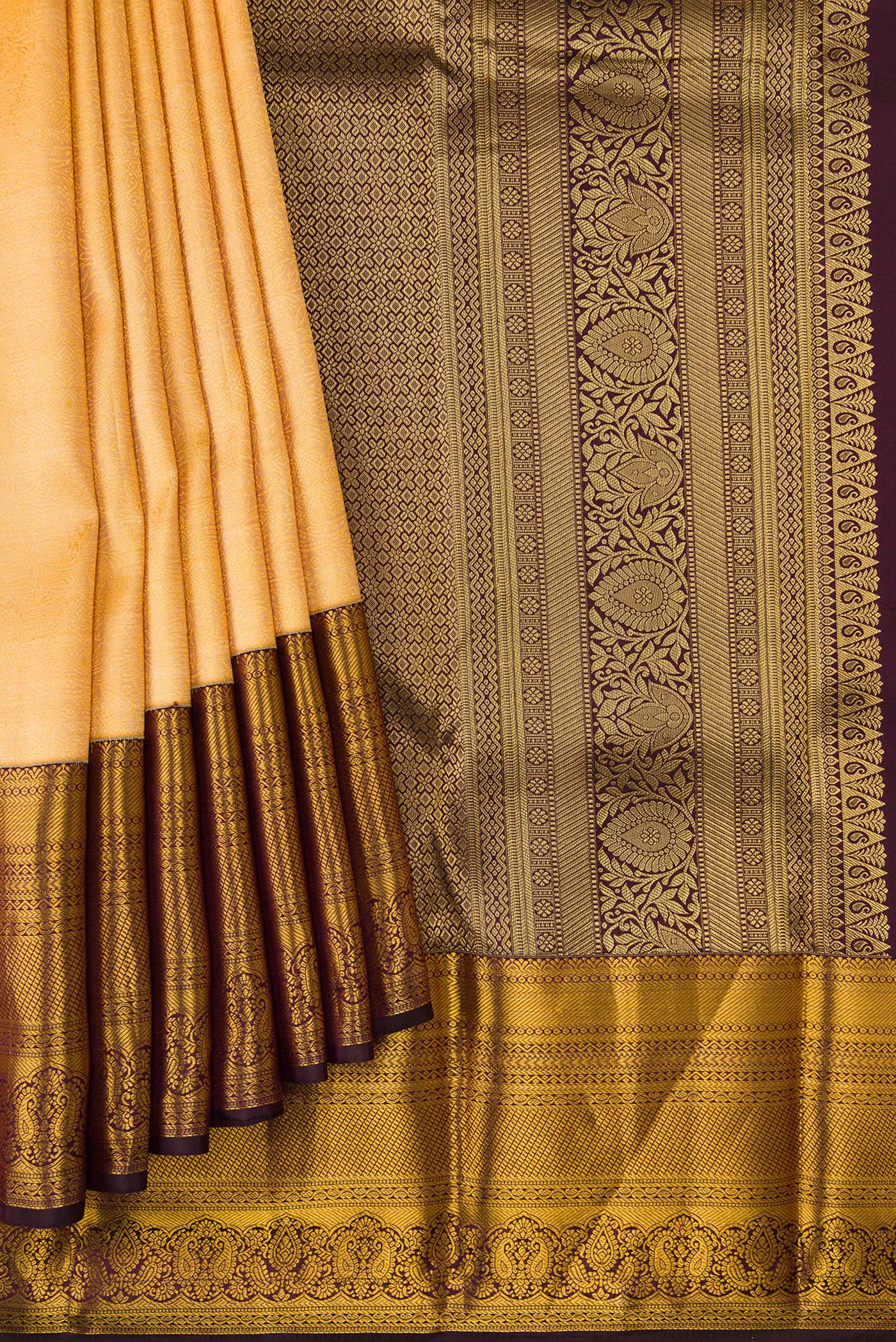 Sandal Kanjivaram Silk Saree - Image 4