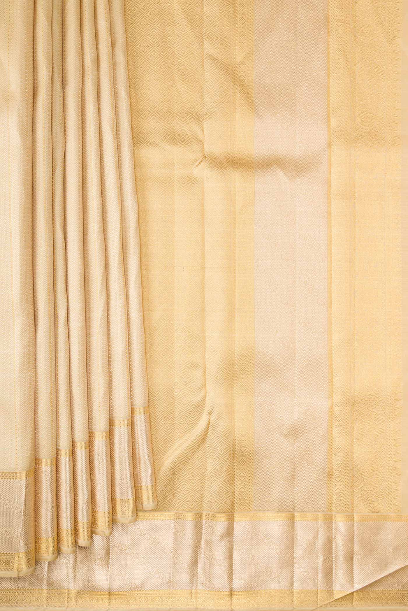 Sandal Dual Tone Kanjivaram Silk Saree - Image 4