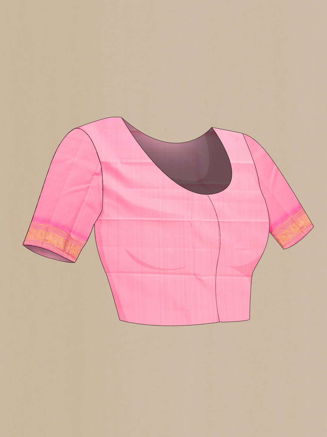 Sandal Kanjivaram Silk Saree - Image 5