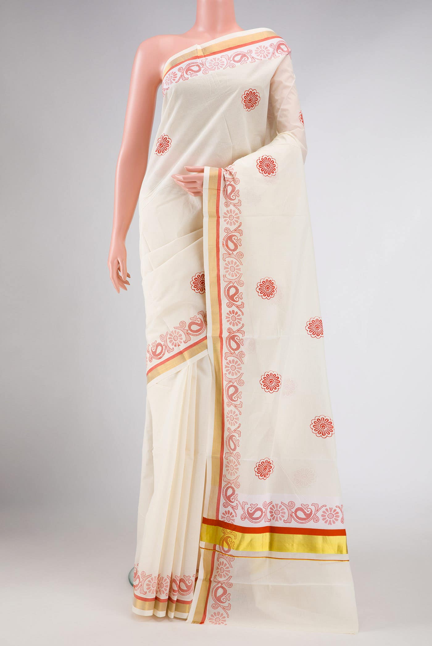 Sandal Dual Tone Kerala Cotton Saree