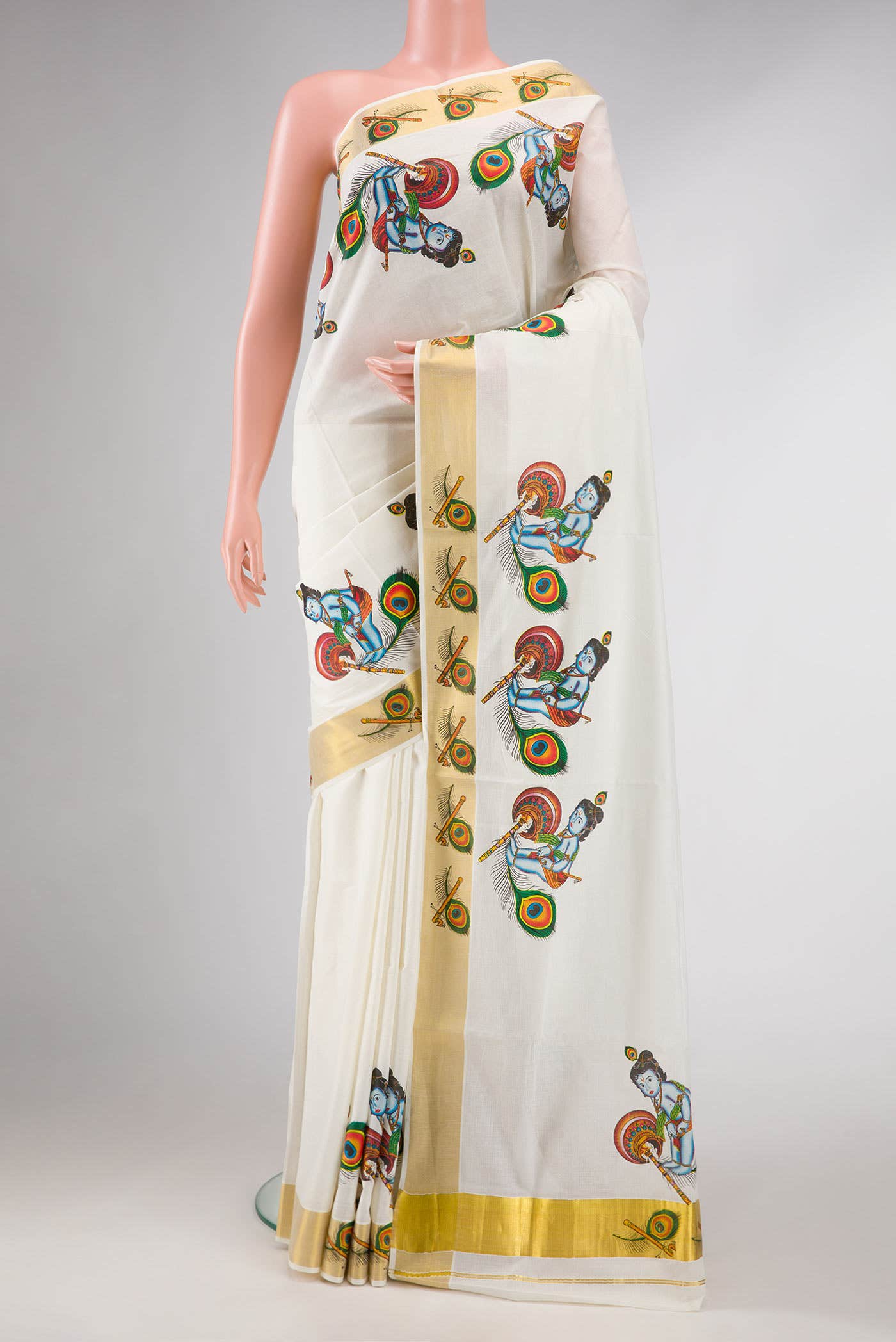 Sandal Dual Tone Kerala Cotton Saree