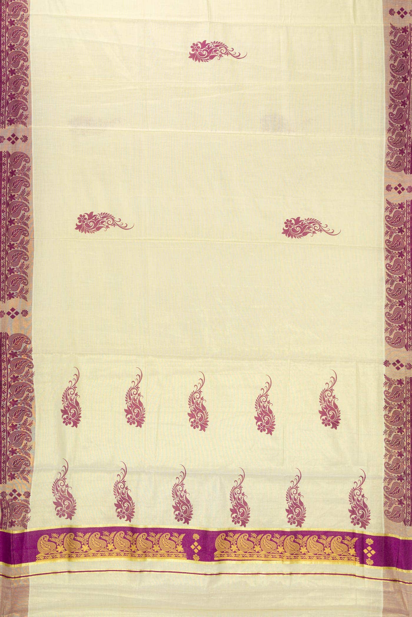 Sandal Dual Tone Kerala Cotton Saree - Image 2
