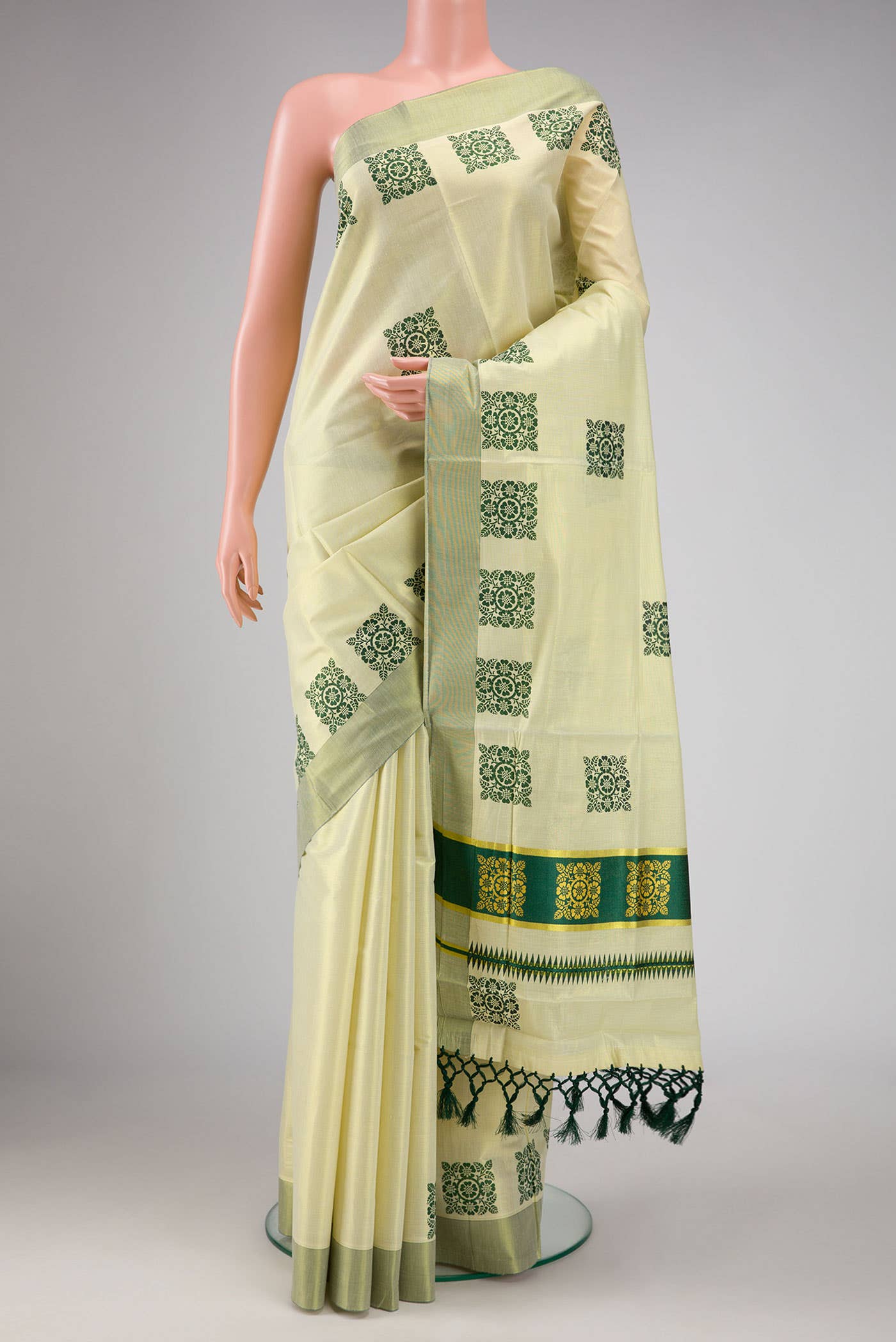 Sandal Dual Tone Kerala Cotton Saree