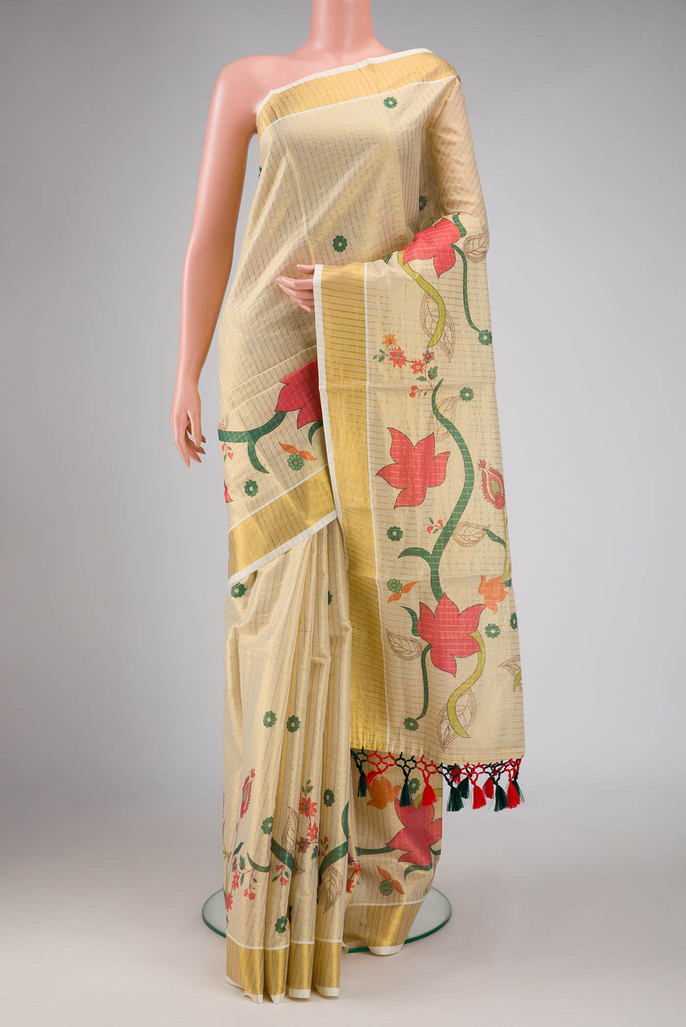 Sandal Dual Tone Kerala Cotton Saree
