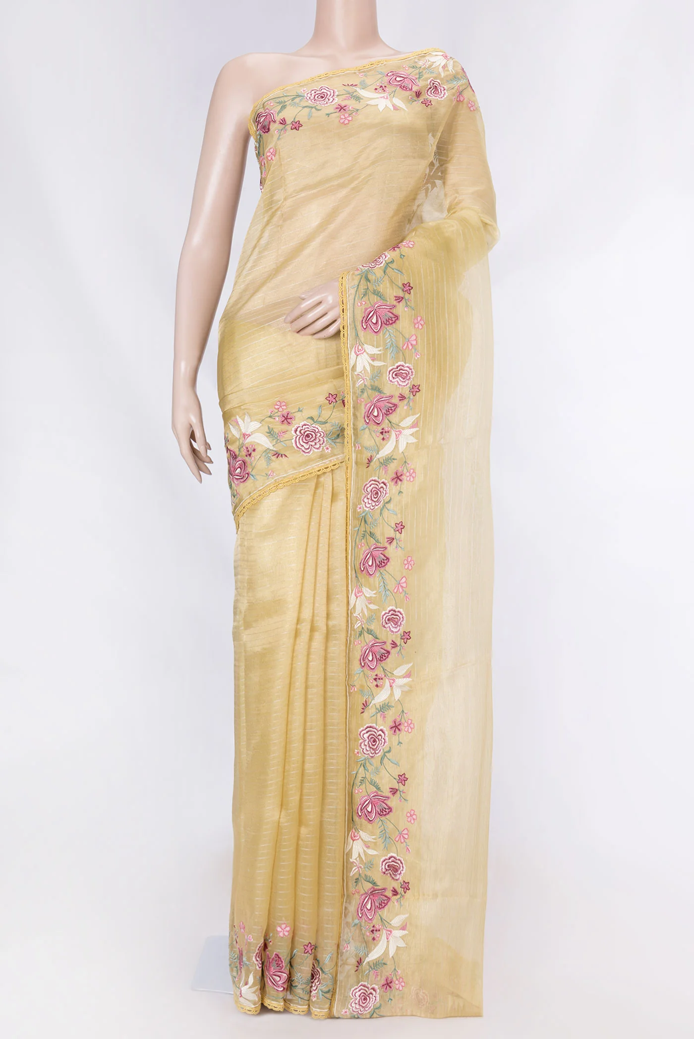 Sandal Dual Tone Organza Silk Saree