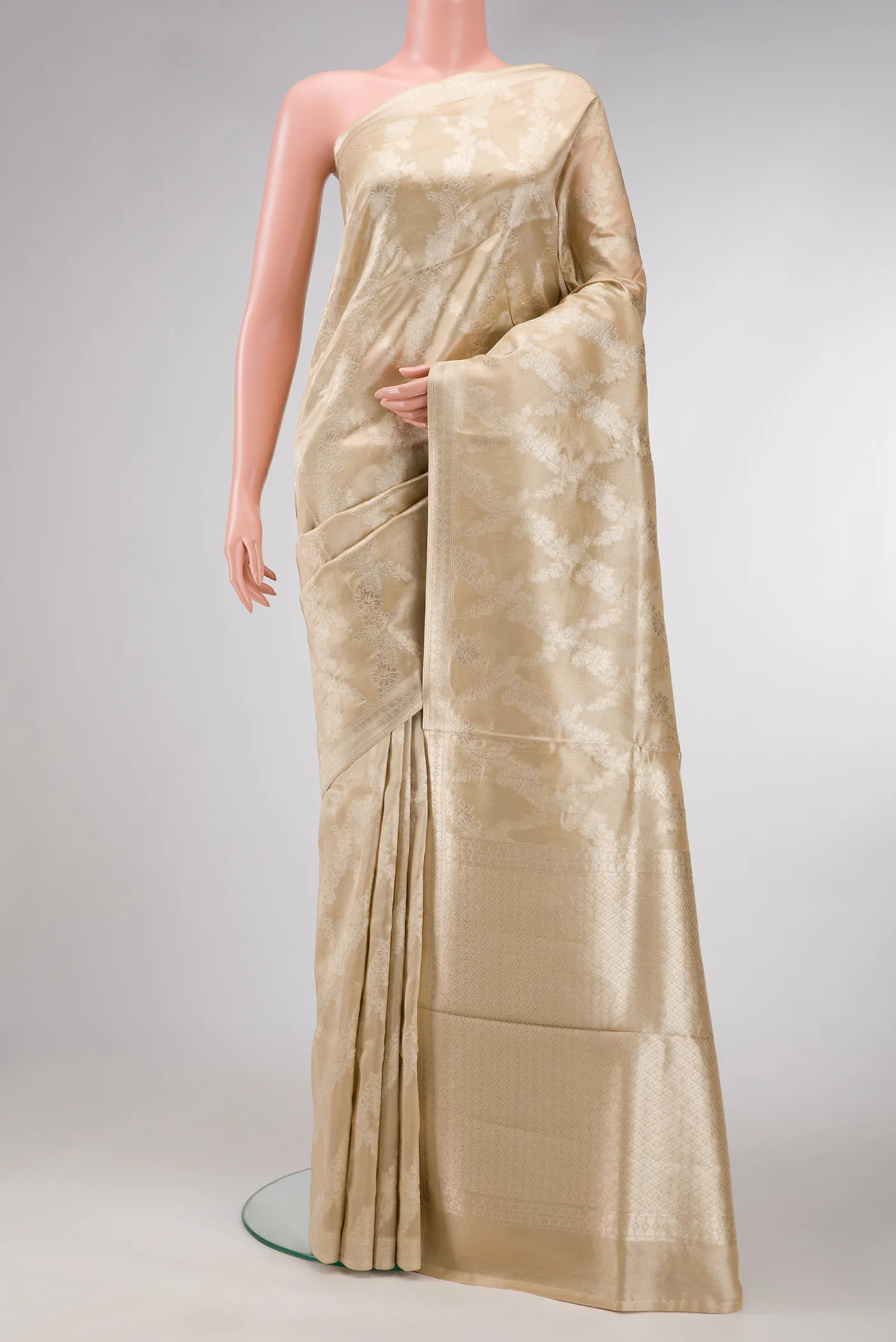 Cream Tissue Silk Saree